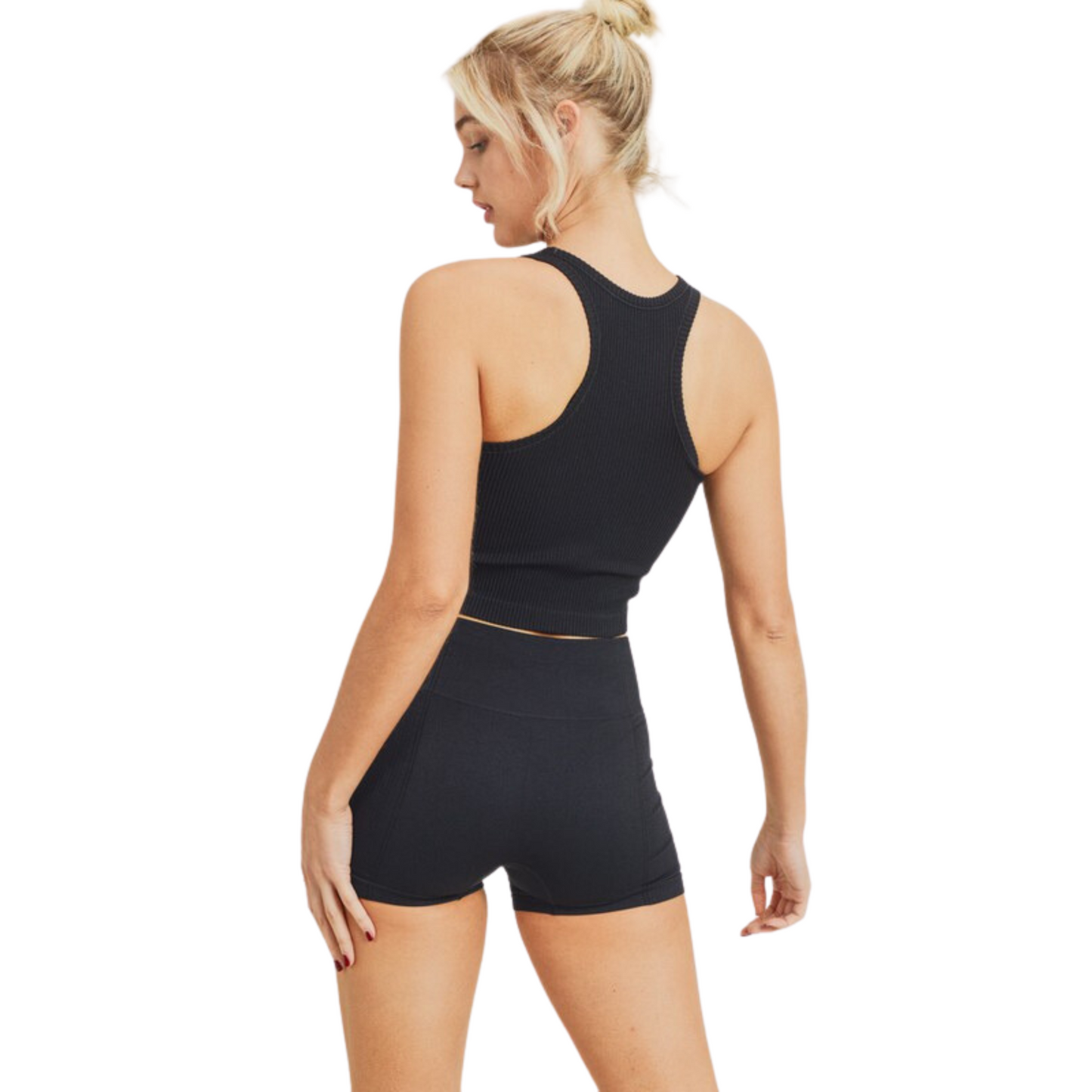 This Cropped Racerback Tank is the perfect addition to your wardrobe. It features a ribbed knit, offering superior breathability and comfort. The tank is available in a black or mud color. Its cropped fit adds extra style and flair, making it ideal for any occasion.