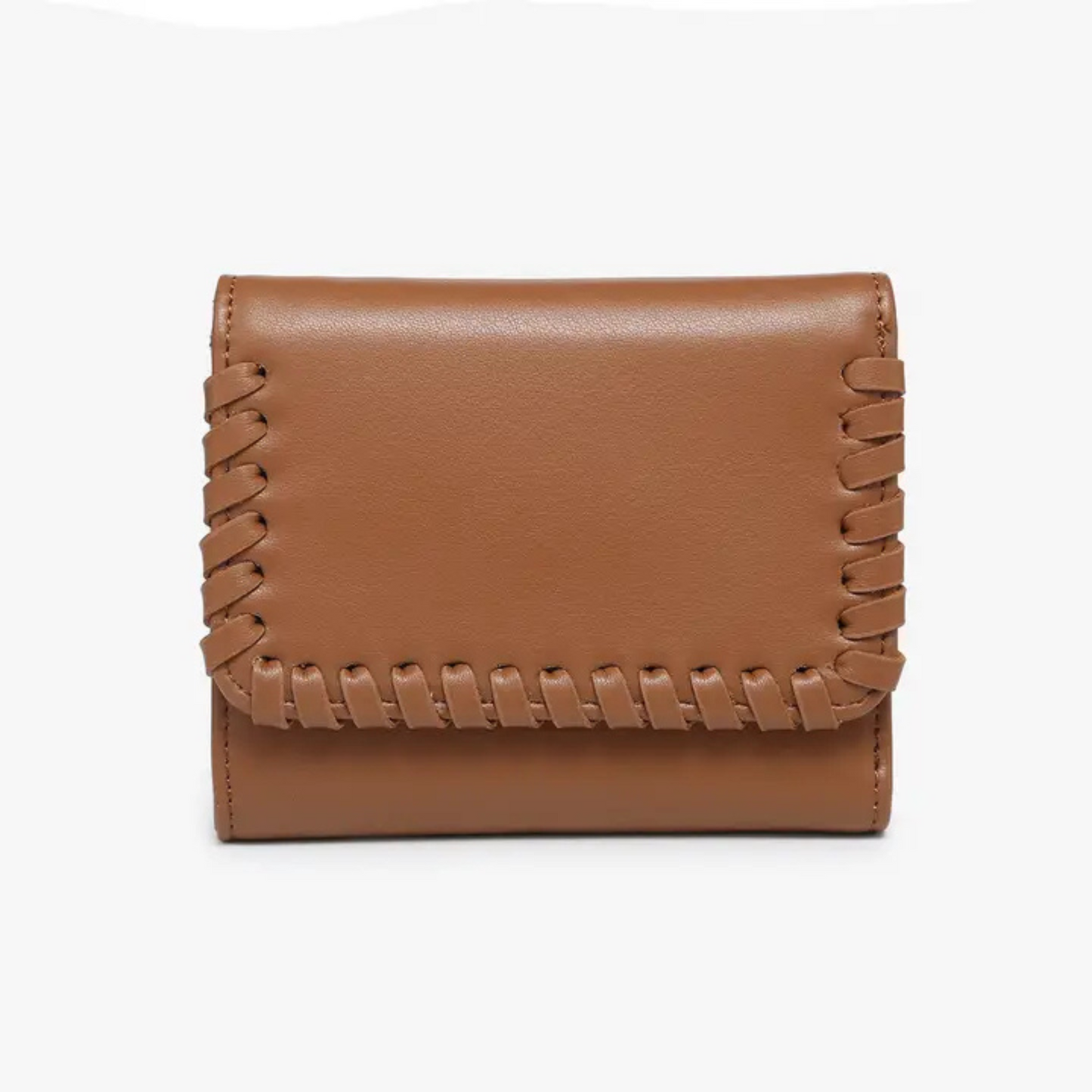 Logan Whipstitch Tri-fold Wallet in brown