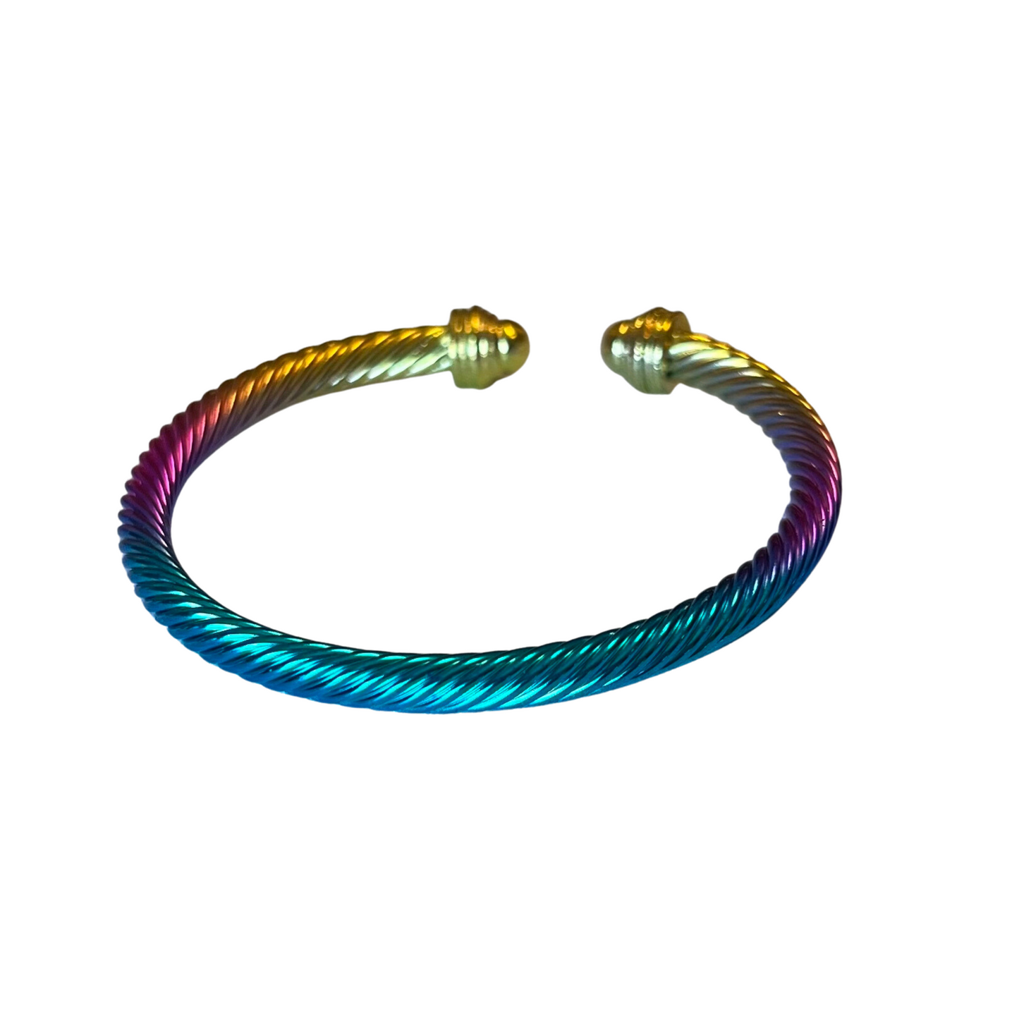 Introducing Cuff Bangles - a stylish accessory for any look. These bangles come in five different colors - multicolor, silver, gold, blue, and pink - so you can find the perfect hue to match your style. Crafted with quality materials, these bangles are perfect for making any look stand out.