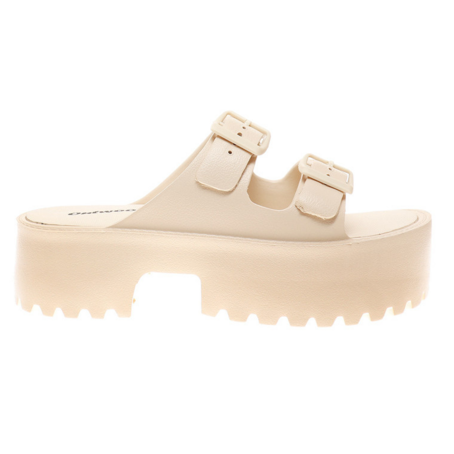 Elevate your style and comfort with Travel-2. The adjustable double buckle design of the nude rubber platform lug sole provides both a trendy look and the perfect fit for any adventure. Step up your fashion game while feeling stable with this versatile footwear.