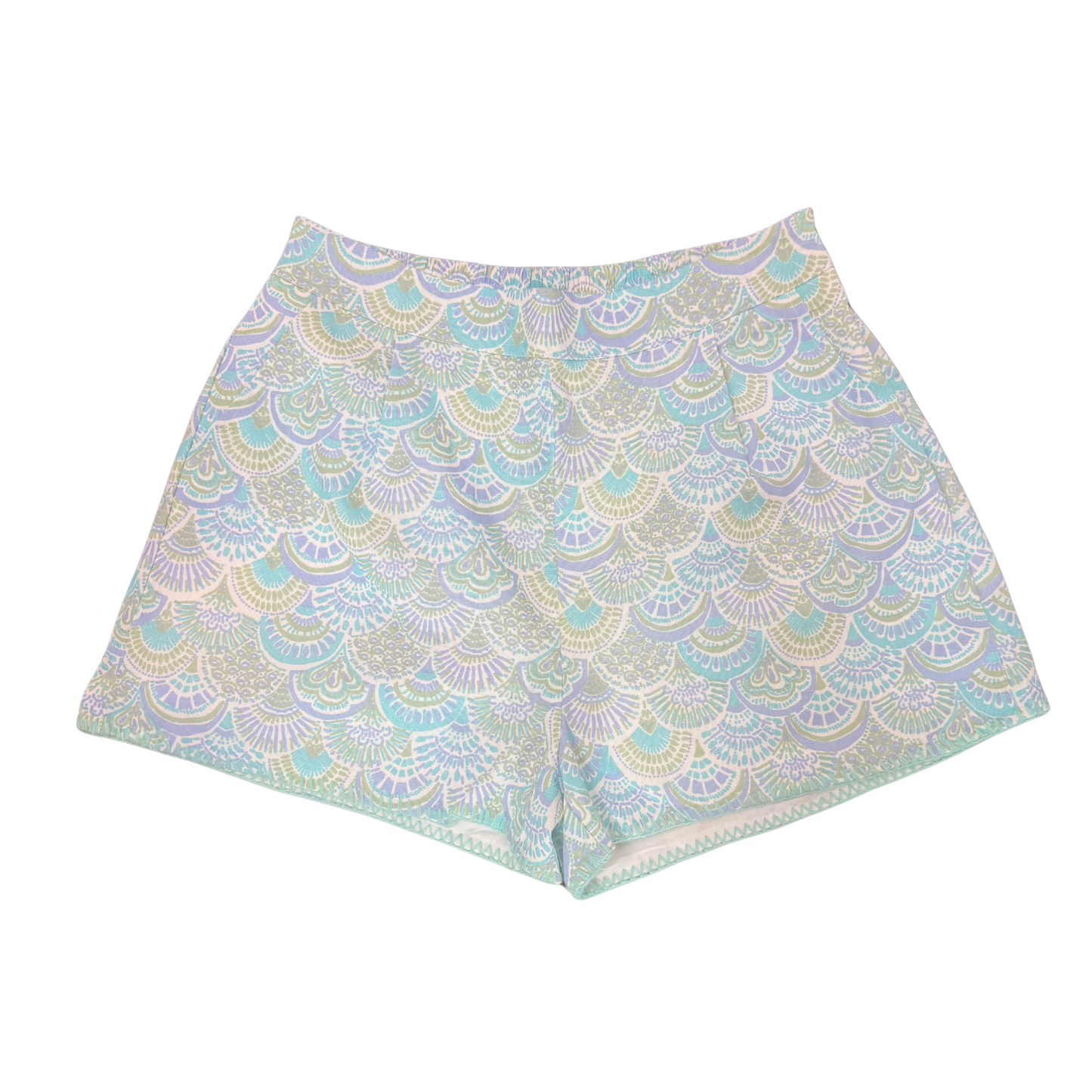 Embrace comfort and style with these blue abstract print linen shorts from the Fore collection. The distinctive blanket stitch detailing adds artisanal charm to these breathable shorts, perfect for warm weather outings. The unique abstract pattern offers versatile pairing options while the premium linen fabric ensures all-day comfort.