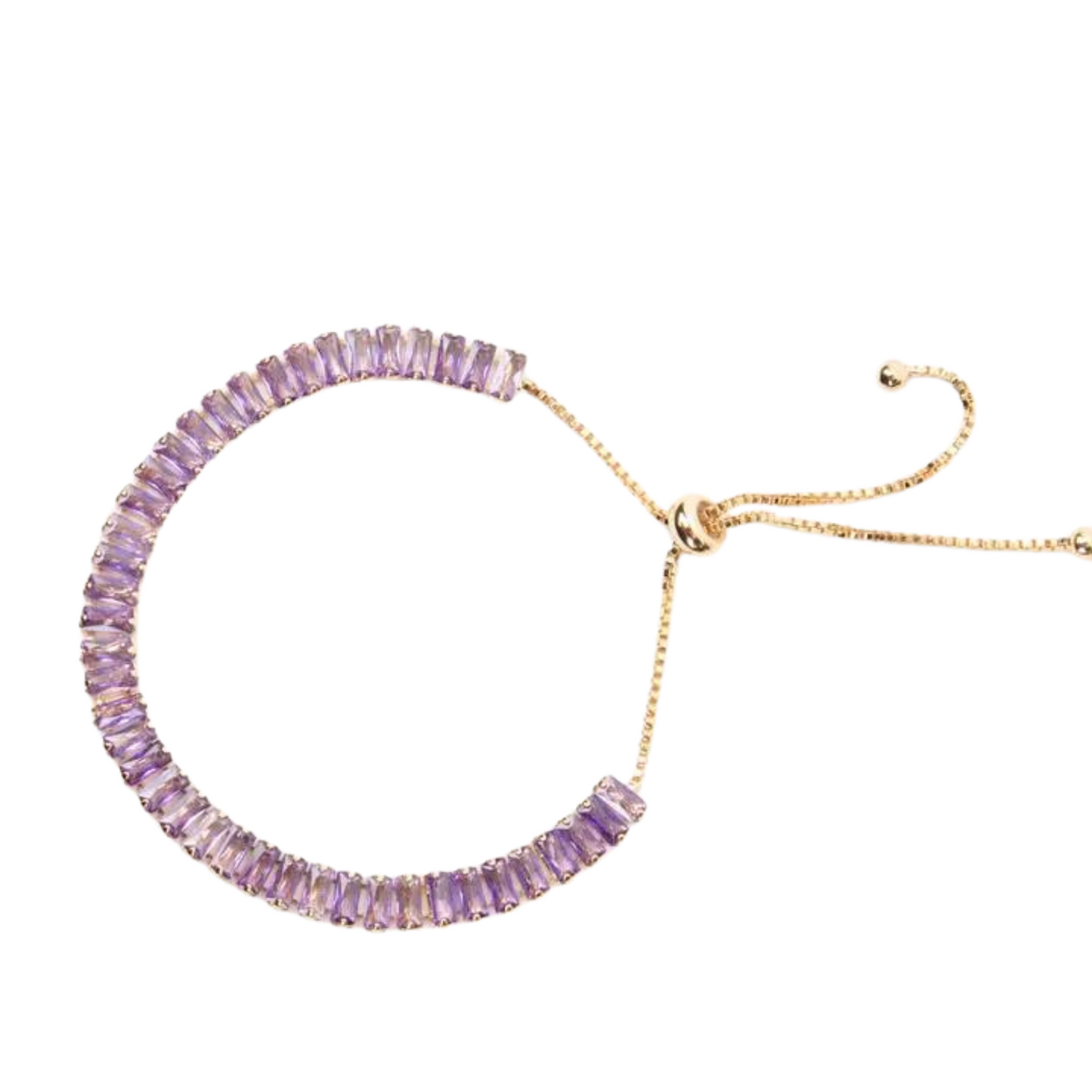 14K gold plated adjustable tennis bracelet in amethyst