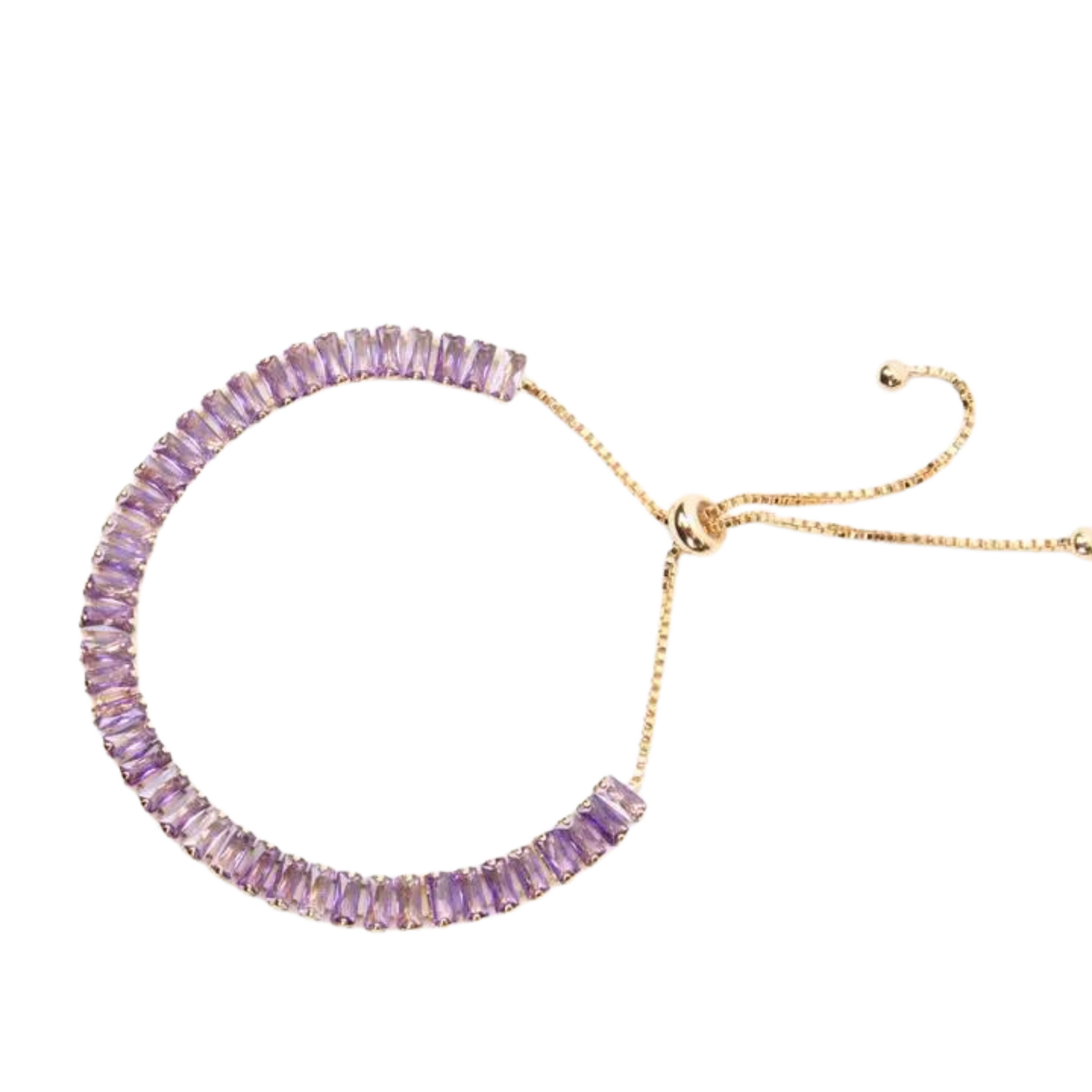 14K gold plated adjustable tennis bracelet in amethyst