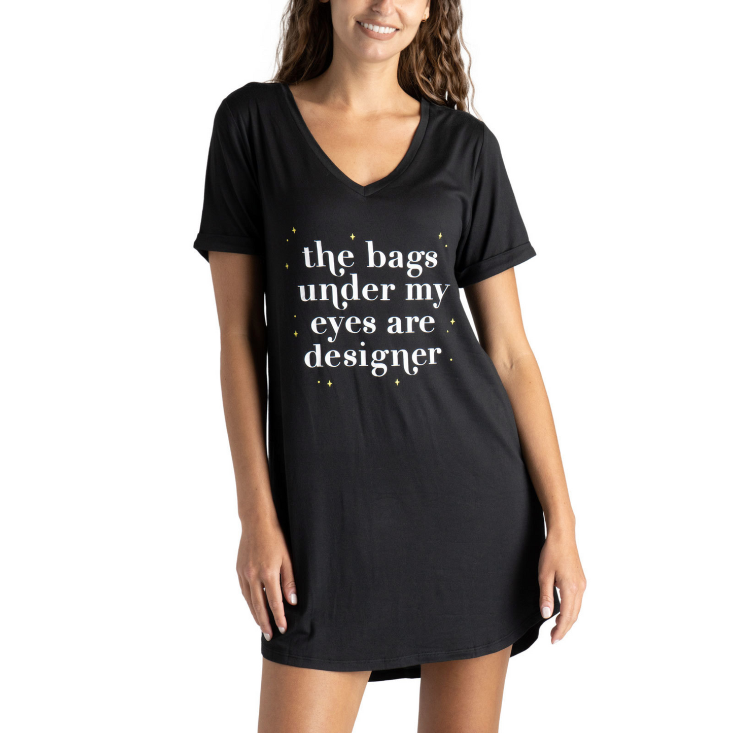 The Bags Under My Eyes Are Designer graphic sleep shirt by Hello Mello