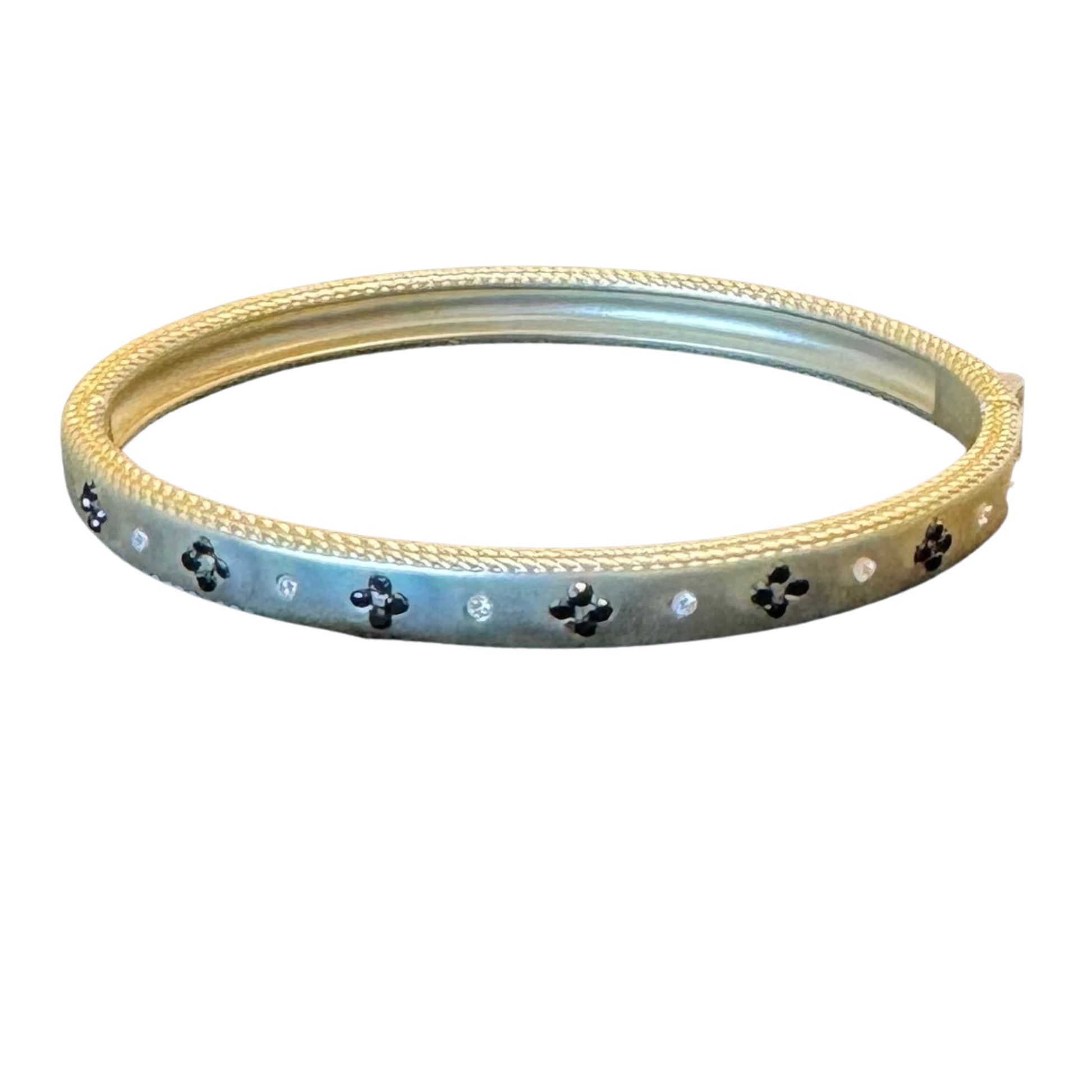 Rhinestone cuff bangle with black rhinestones