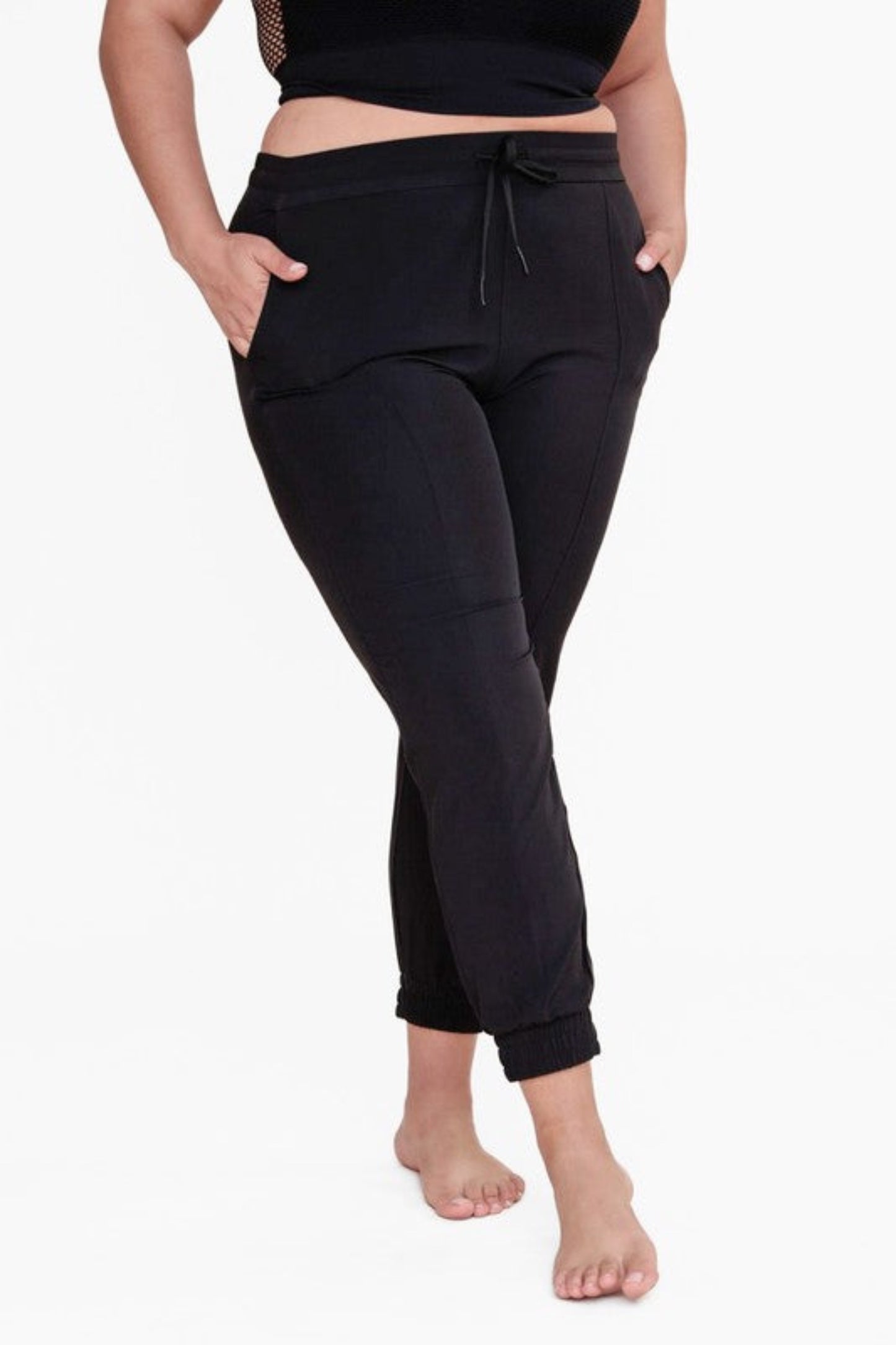 plus size joggers in black. perfect for the gym or just lounging around the house.