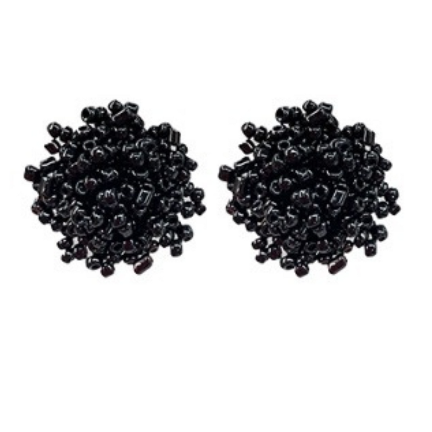 black pom pom stud earrings