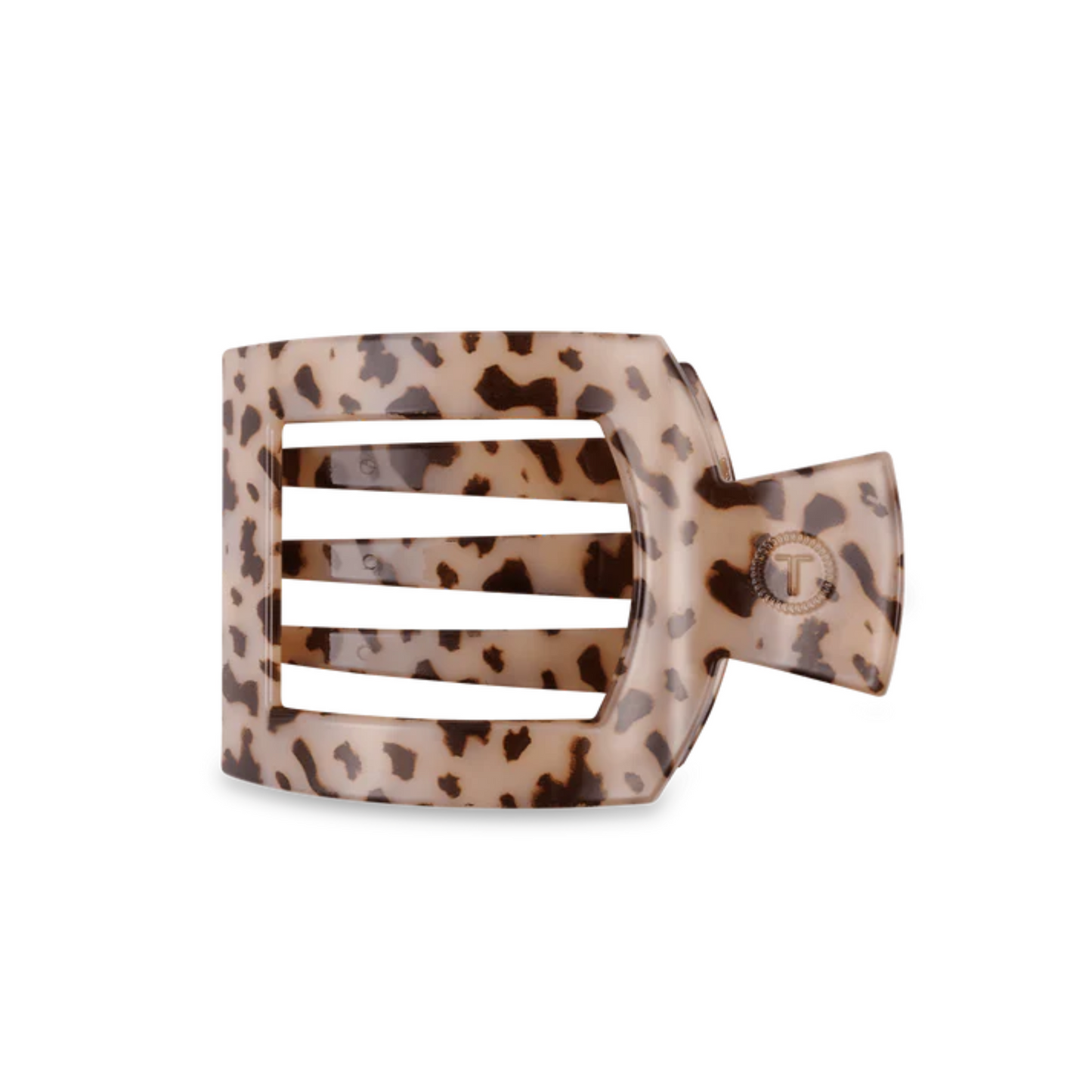 Small Flat Square Hair Clip in Blond Tortoise