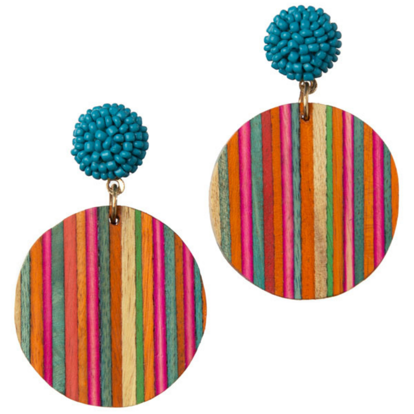 Colorful Wood Striped Earrings