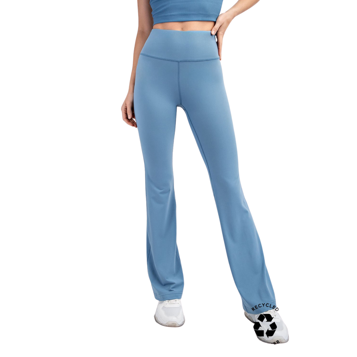 Bell Bottom Yoga Pants in Dusty Blue