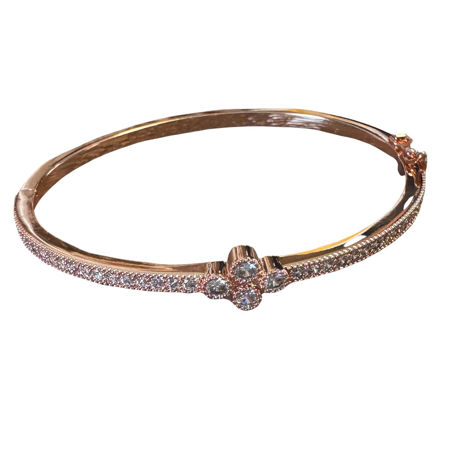 Rhinestone cuff bangle in bronze