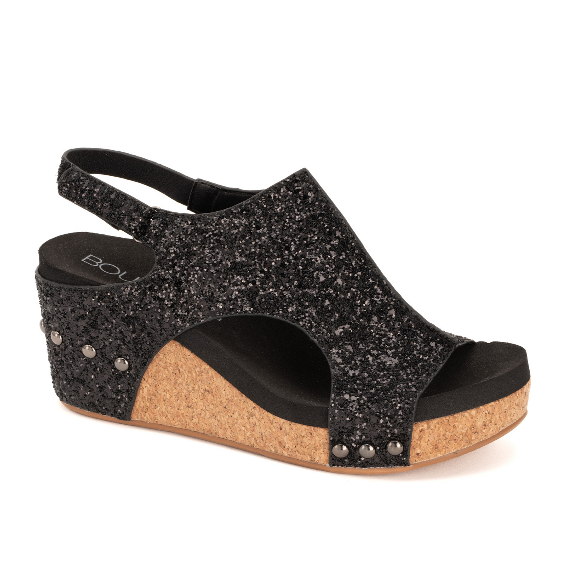 Carley wedges in black glitter