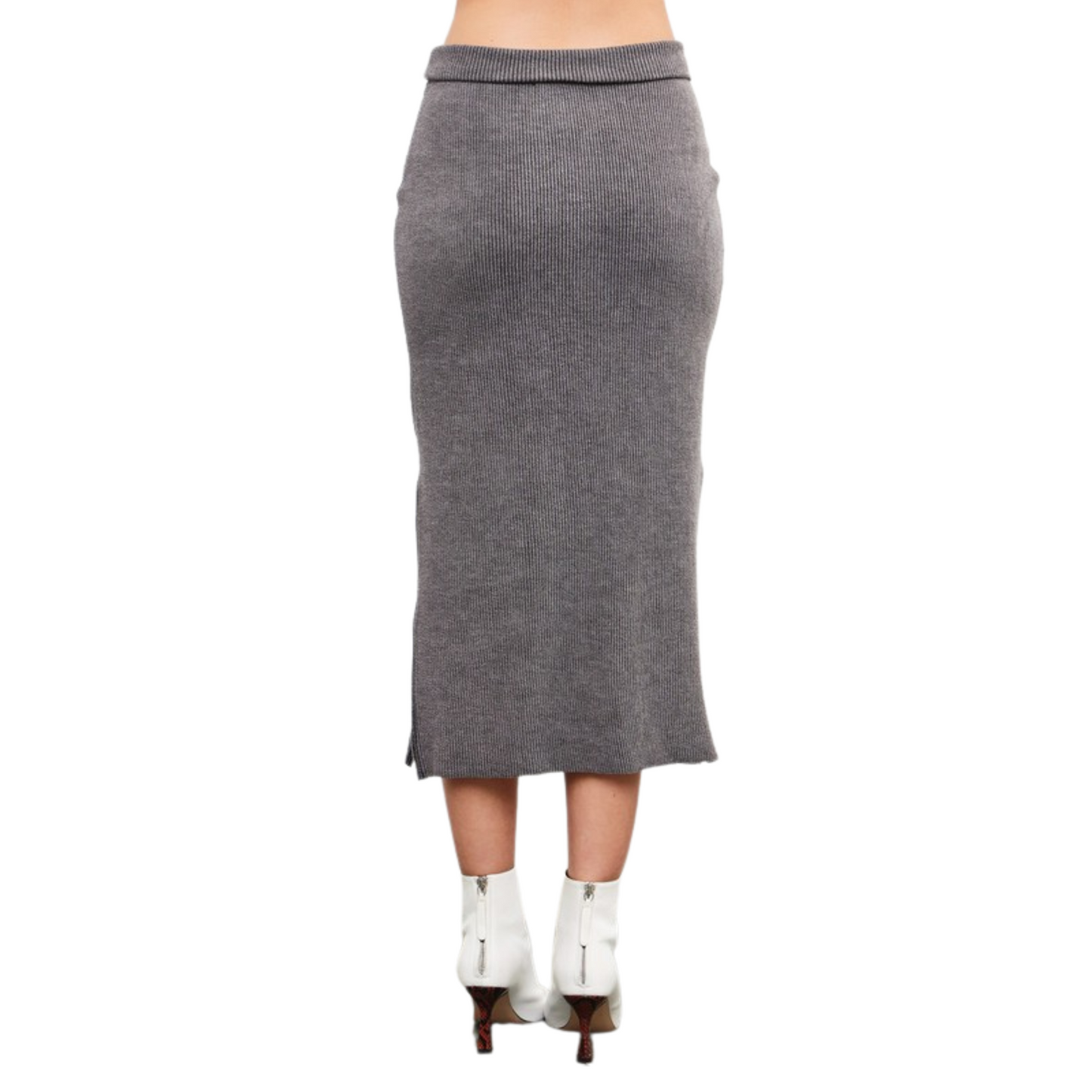 Side Slit Skirt in charcoal grey