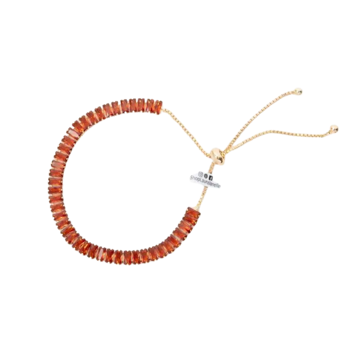 14K gold plated adjustable tennis bracelet in citrine