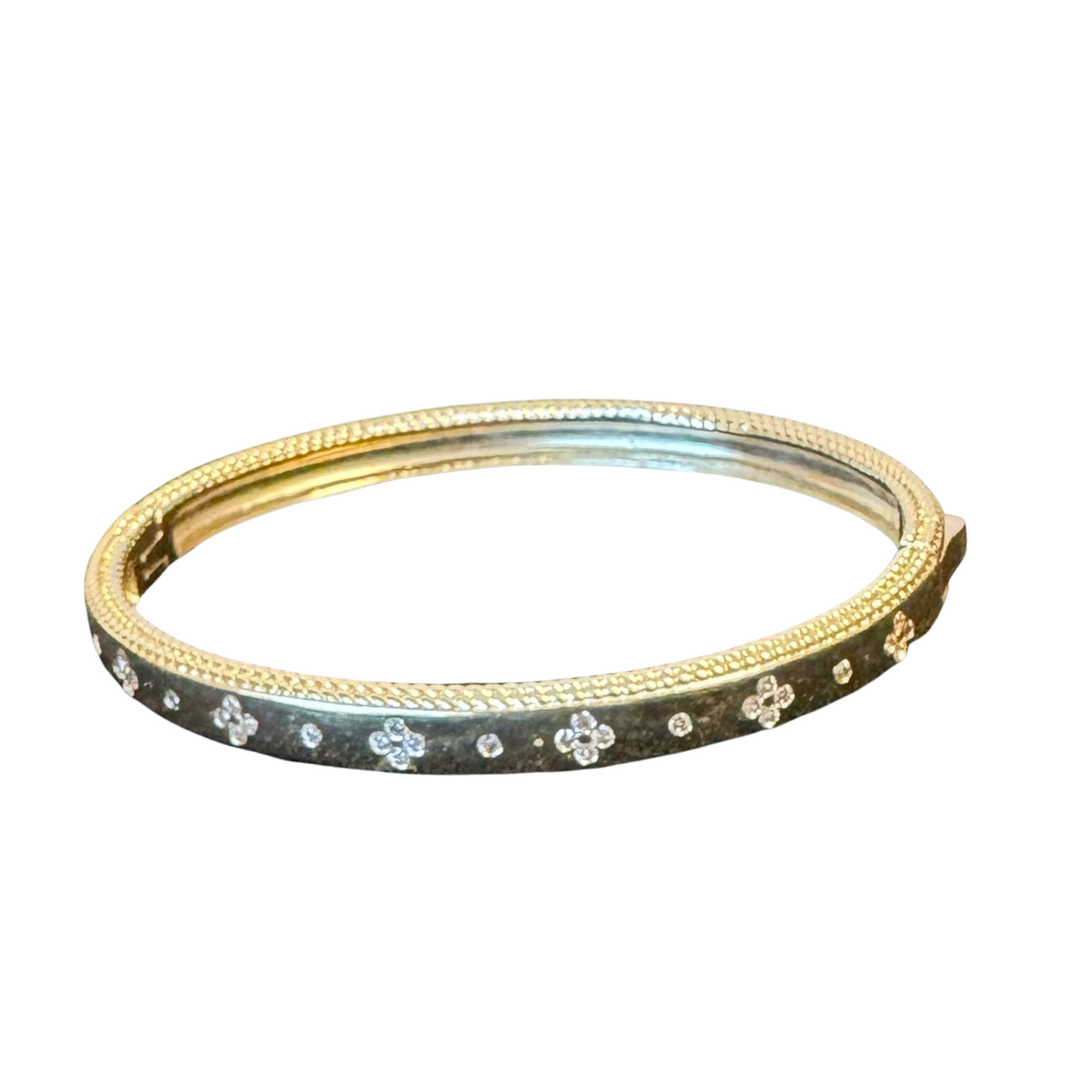 Rhinestone cuff bangle with clear rhinestones