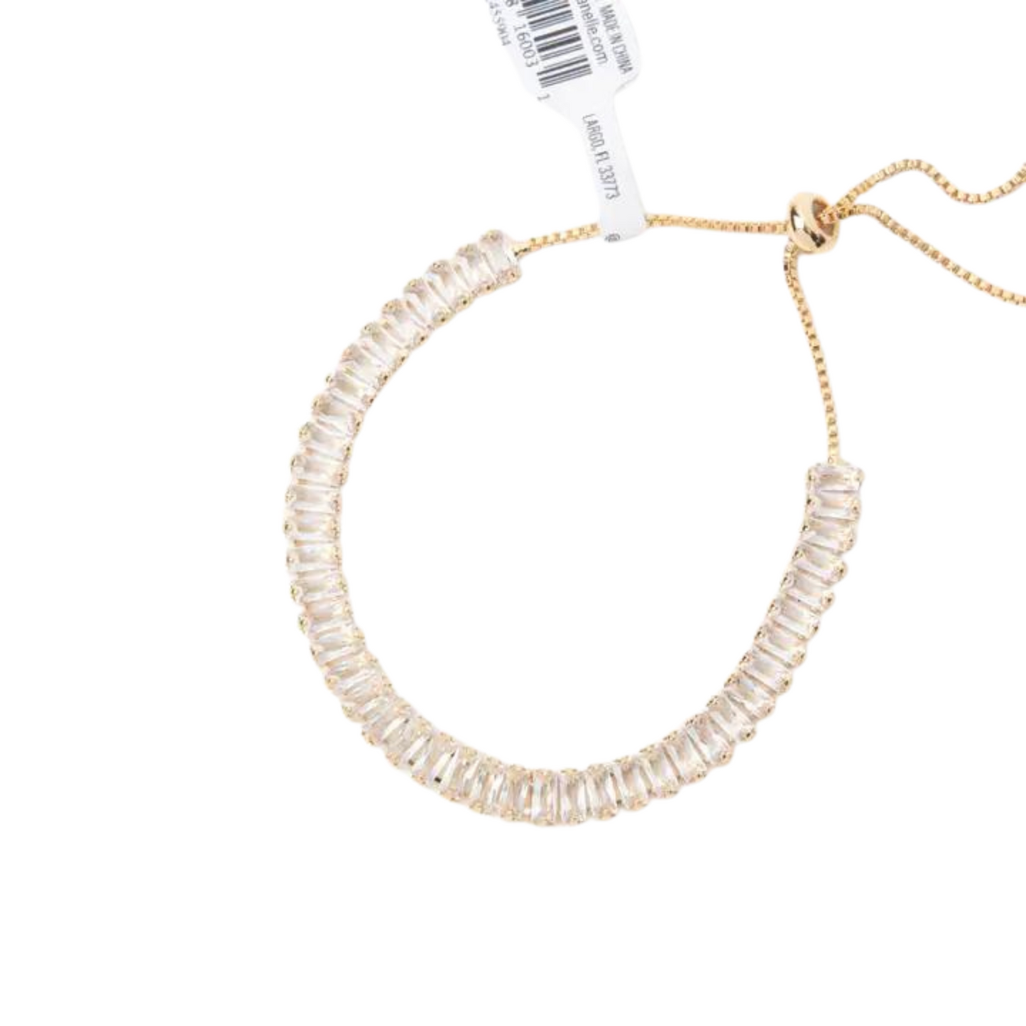 14K gold plated adjustable tennis bracelet in crystal