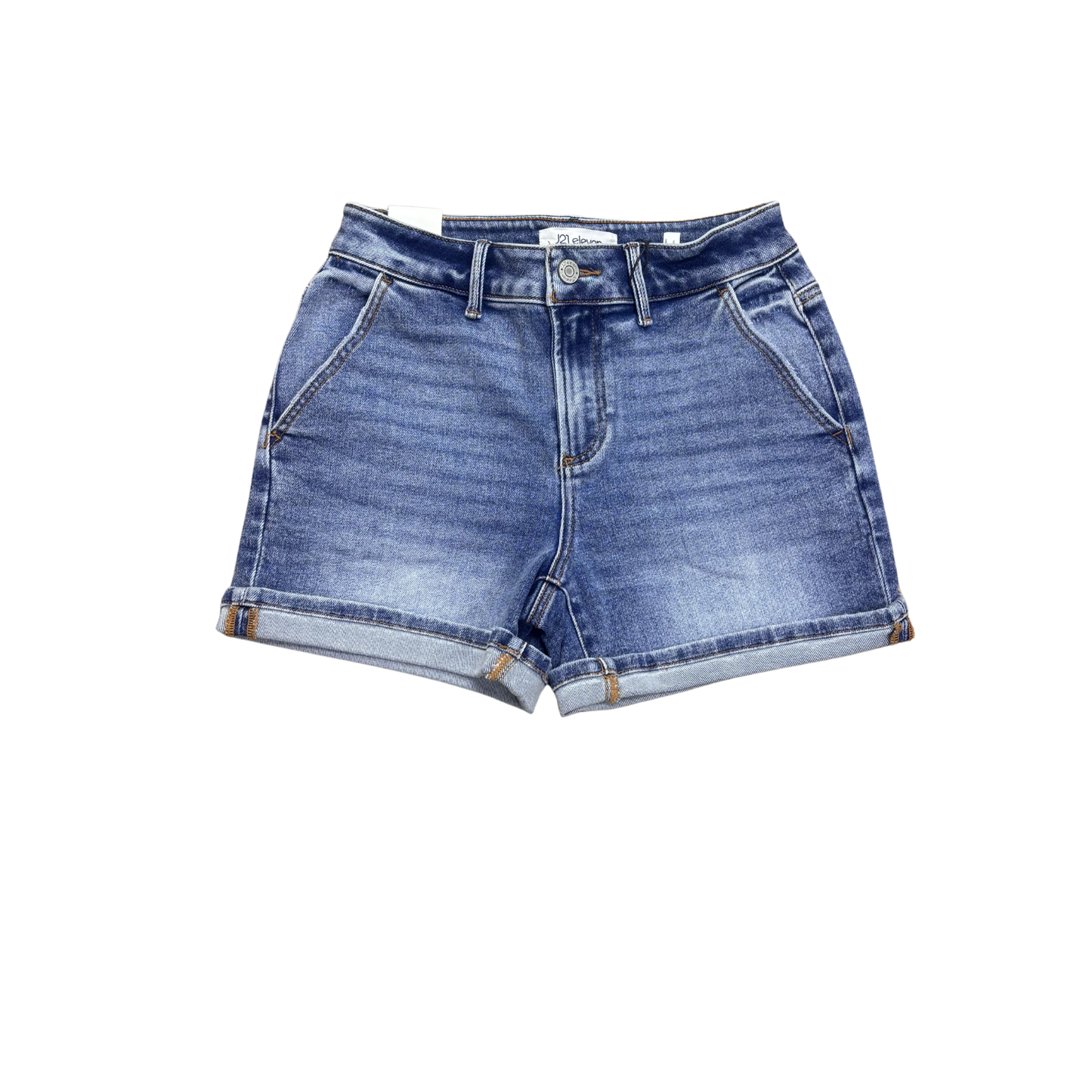 Classic medium wash denim shorts with a tailored cuffed hem. Crafted by J21 Eleven, these shorts deliver timeless style with a polished finish. The cuffed design adds a refined touch, perfect for casual outings or weekend wear. Durable denim construction ensures lasting comfort and quality.
