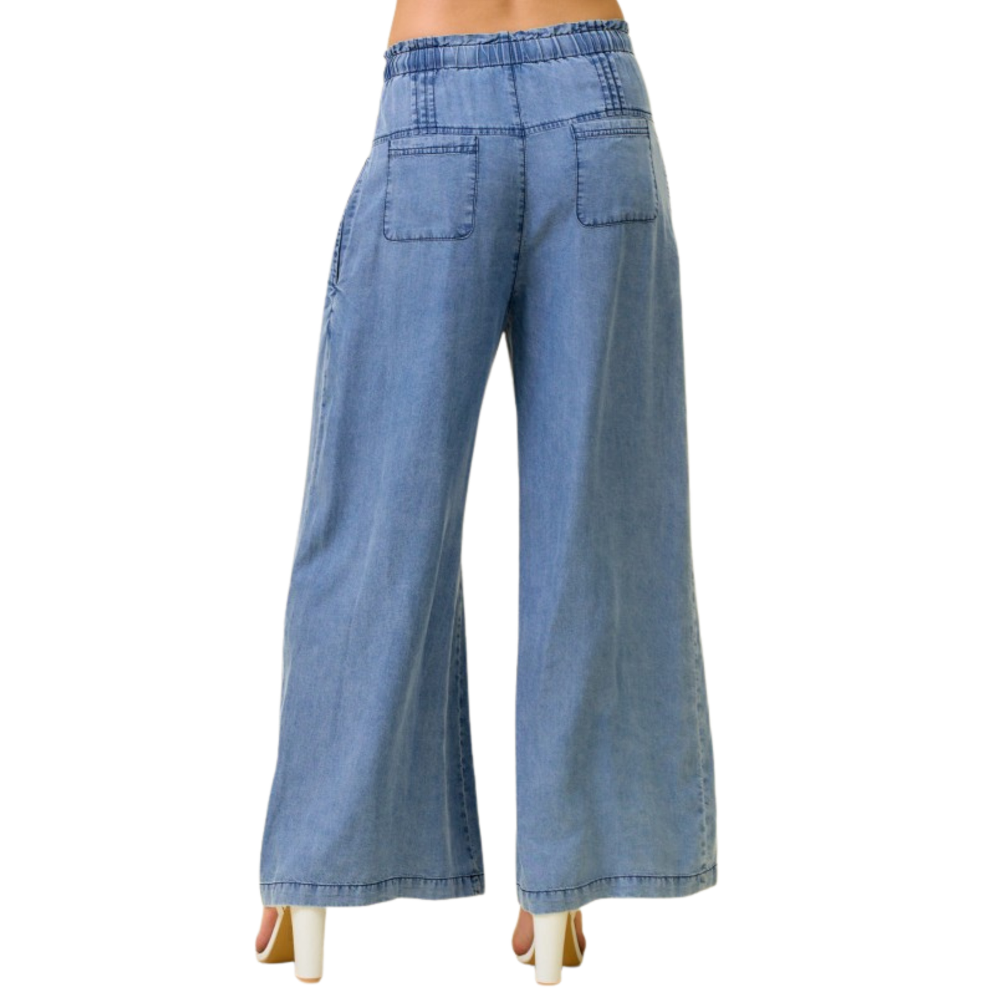 Elevate your denim collection with these Doe & Rae wide leg pants, crafted from rich dark denim that pairs effortlessly with any wardrobe. The distinctive pleated waist adds sophisticated structure and dimension, while the relaxed wide leg silhouette offers comfort without compromising on style. Secured with a classic button closure, these pants deliver timeless appeal with modern flair—perfect for creating polished, versatile looks from office to weekend.