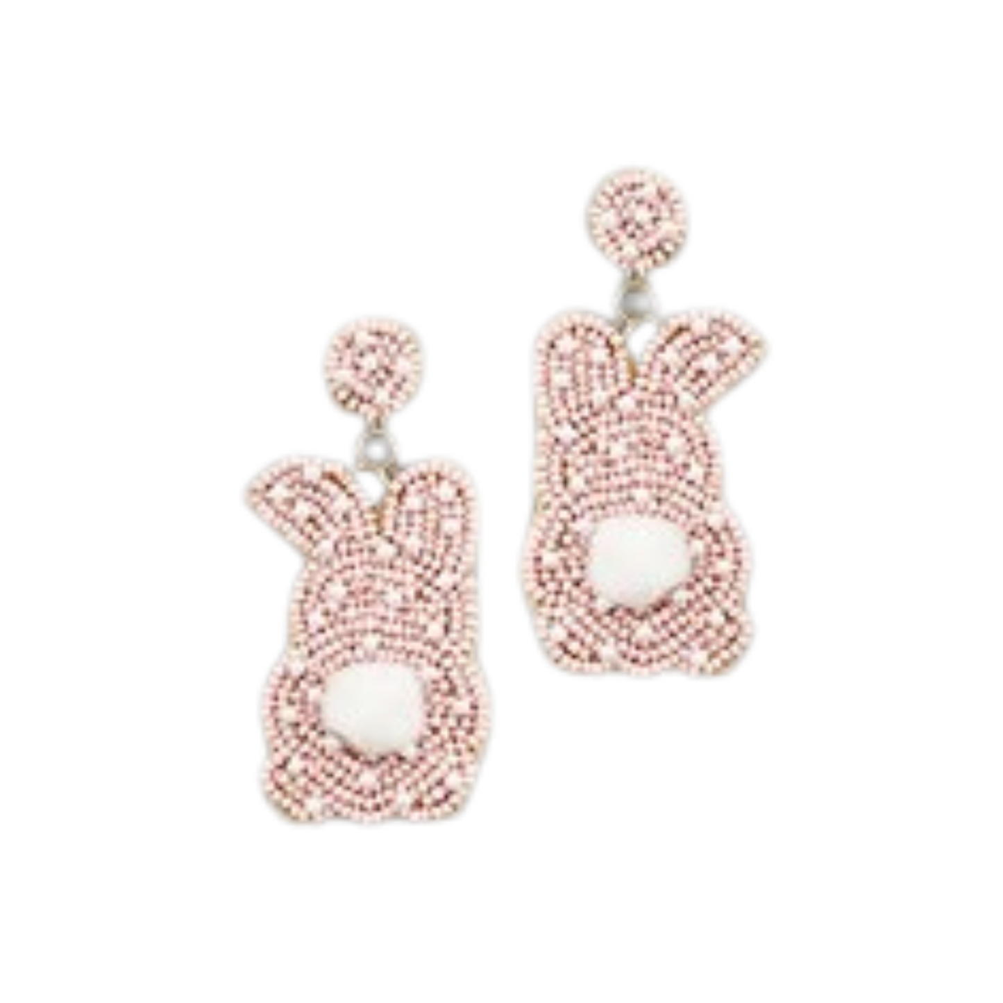 Beaded pink bunny dangle earrings
