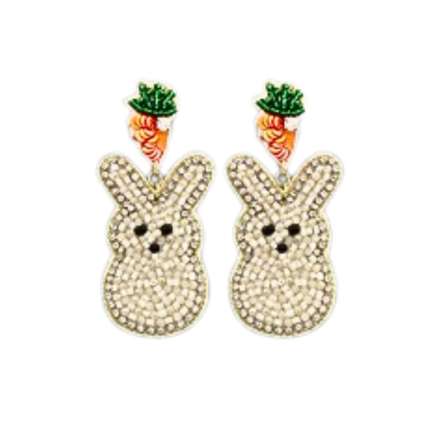 Beaded bunny and carrot dangle earrings