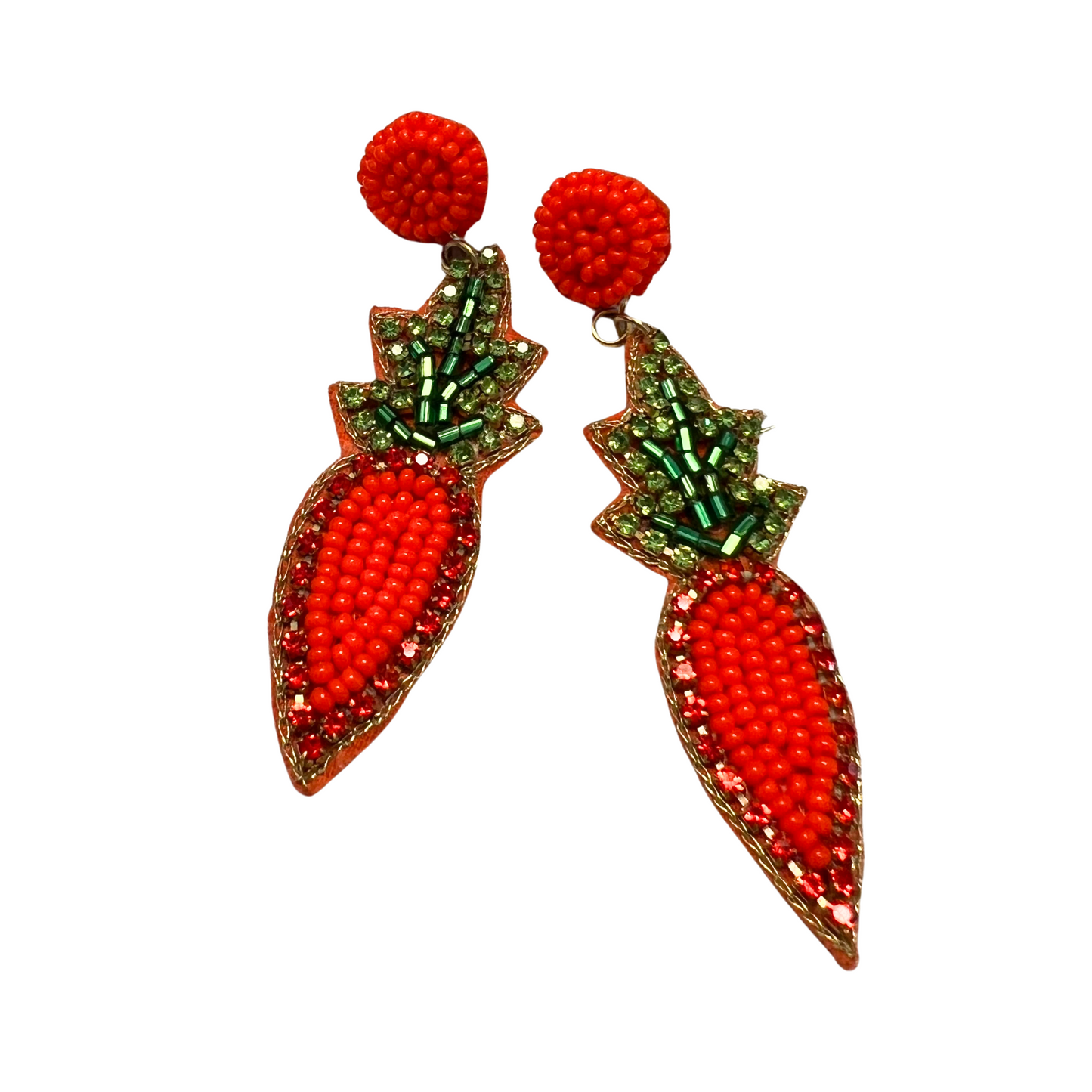 Beaded carrot dangle earrings