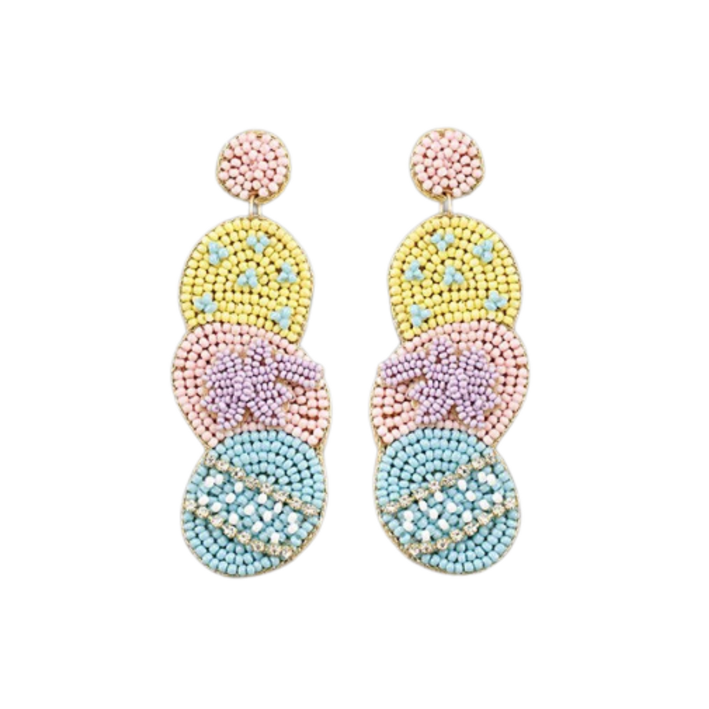 Beaded Easter egg dangle earrings