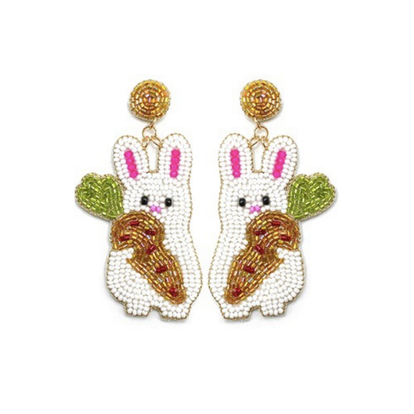 Beaded bunny dangle earrings