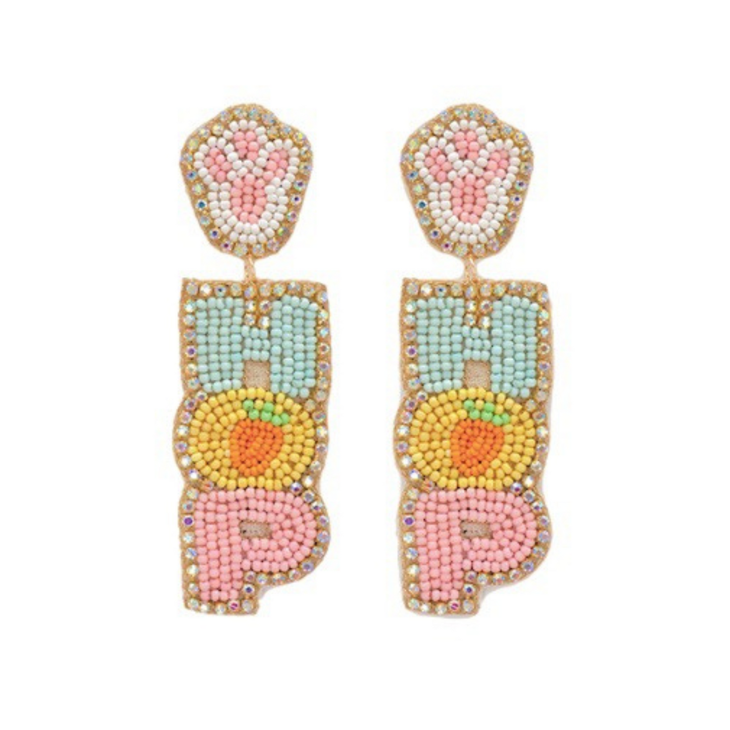 Beaded HOP dangle earrings