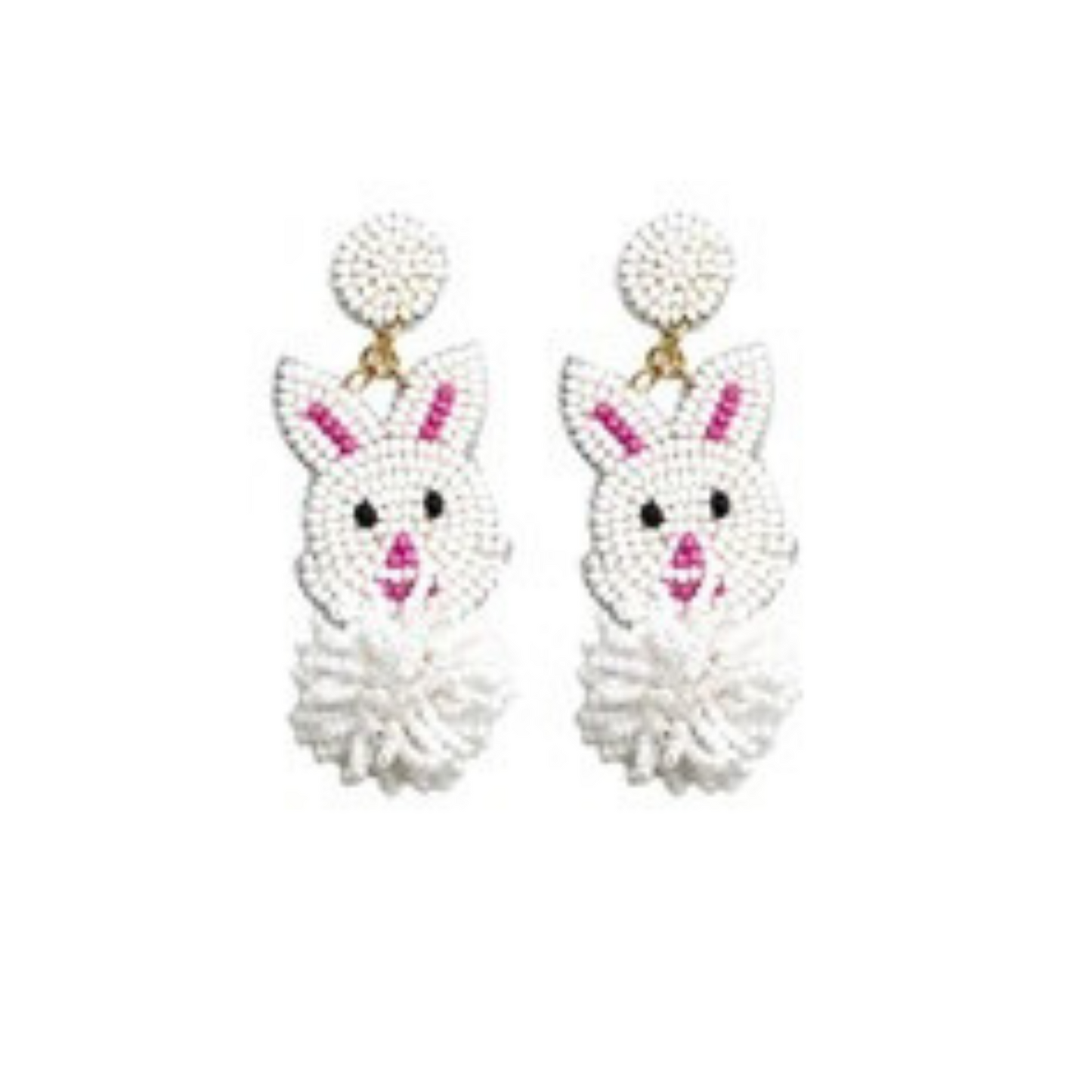 Beaded bunny dangle earrings
