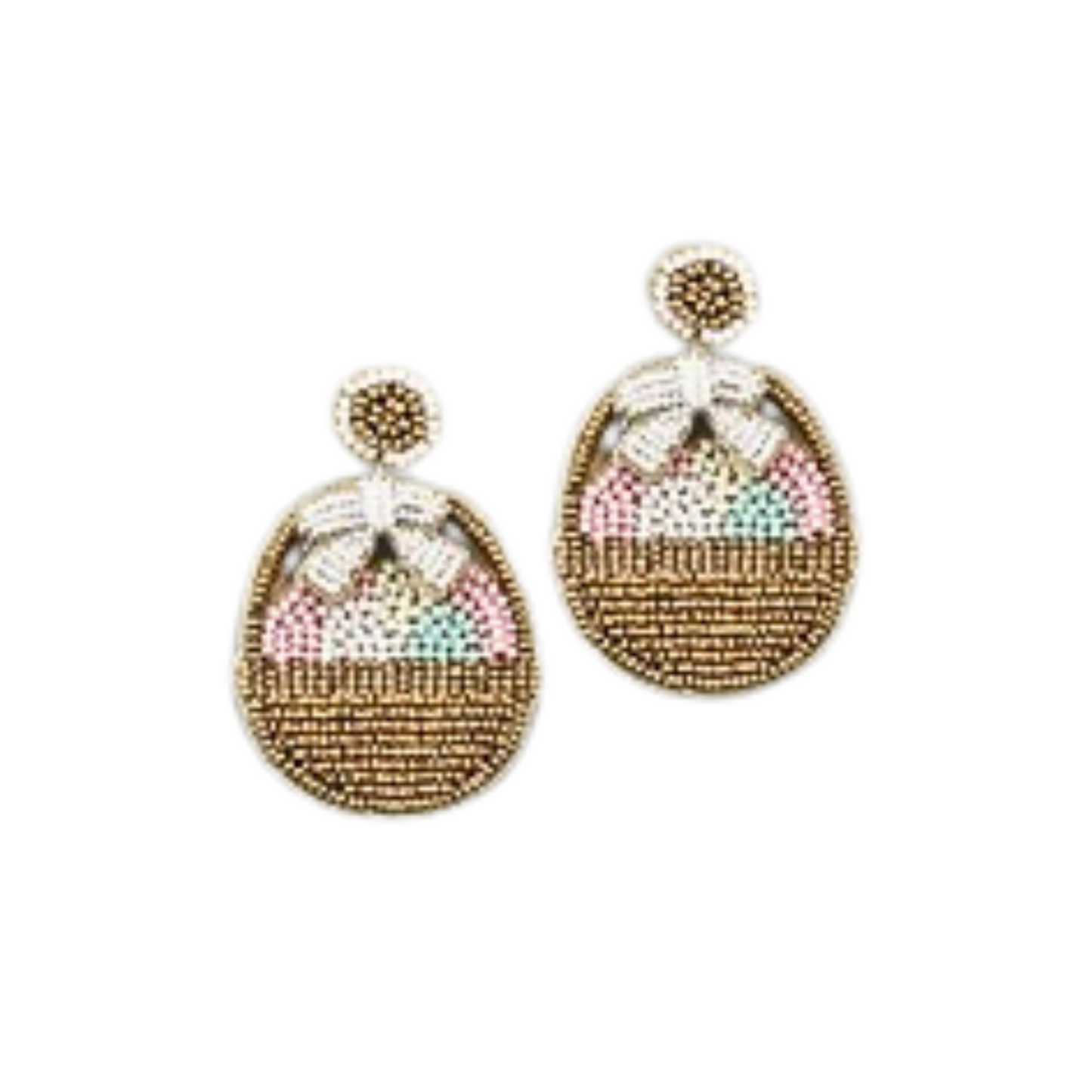 Beaded easter basket dangle earrings