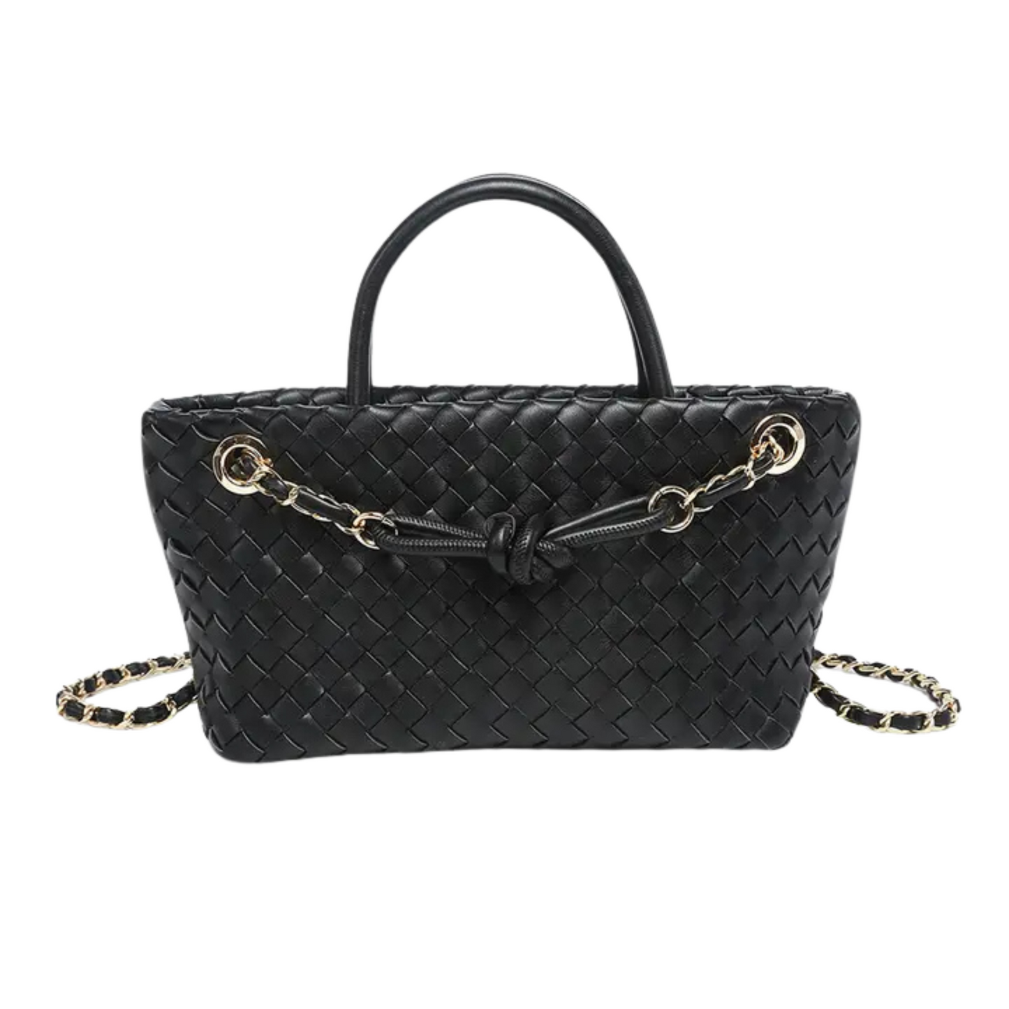 Fallon woven satchel in black