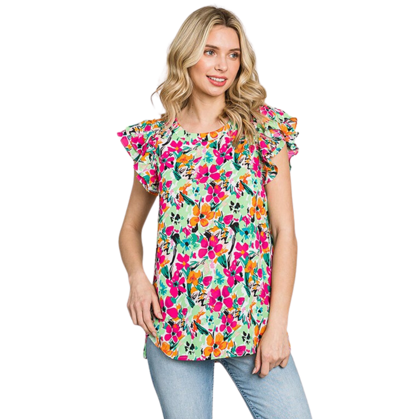 ruffle sleeve floral top