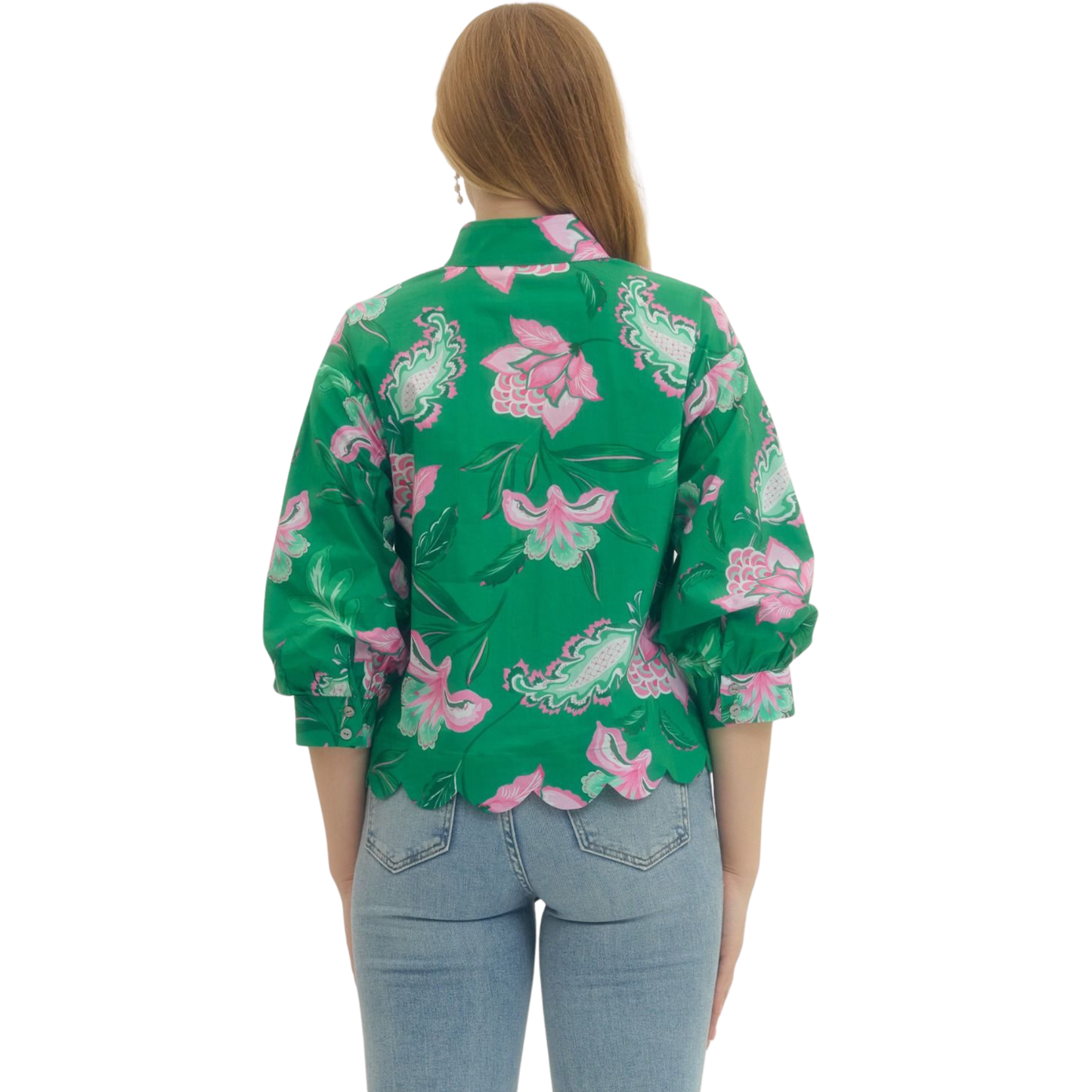 Effortless style meets comfort in this Entro floral v-neck top. The soft green base features a delicate floral print that brings natural elegance to any outfit. Half sleeves offer the perfect balance of coverage and breathability, while the flattering v-neckline adds a touch of sophistication. Versatile enough for casual days or dressed up for evening wear, this piece is a wardrobe essential.