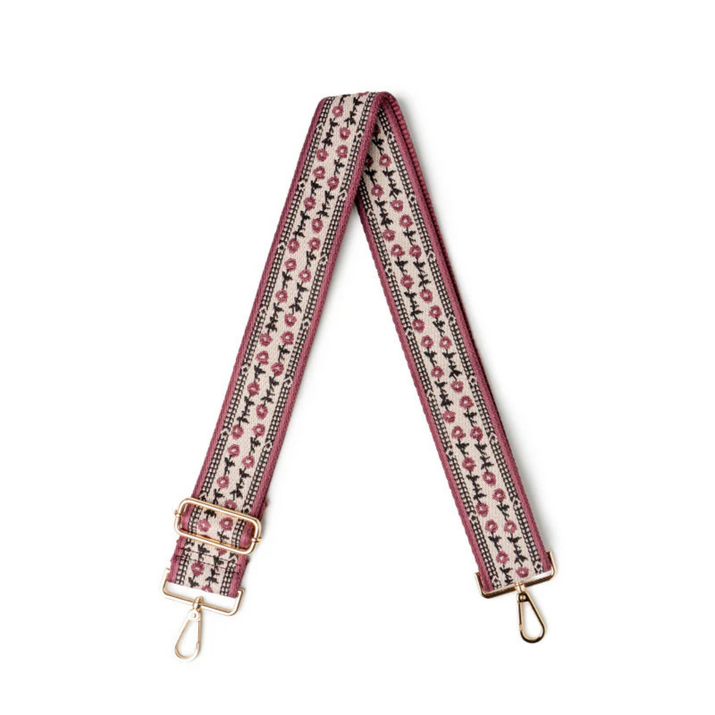 Kedzie interchangeable purse strap in rose print