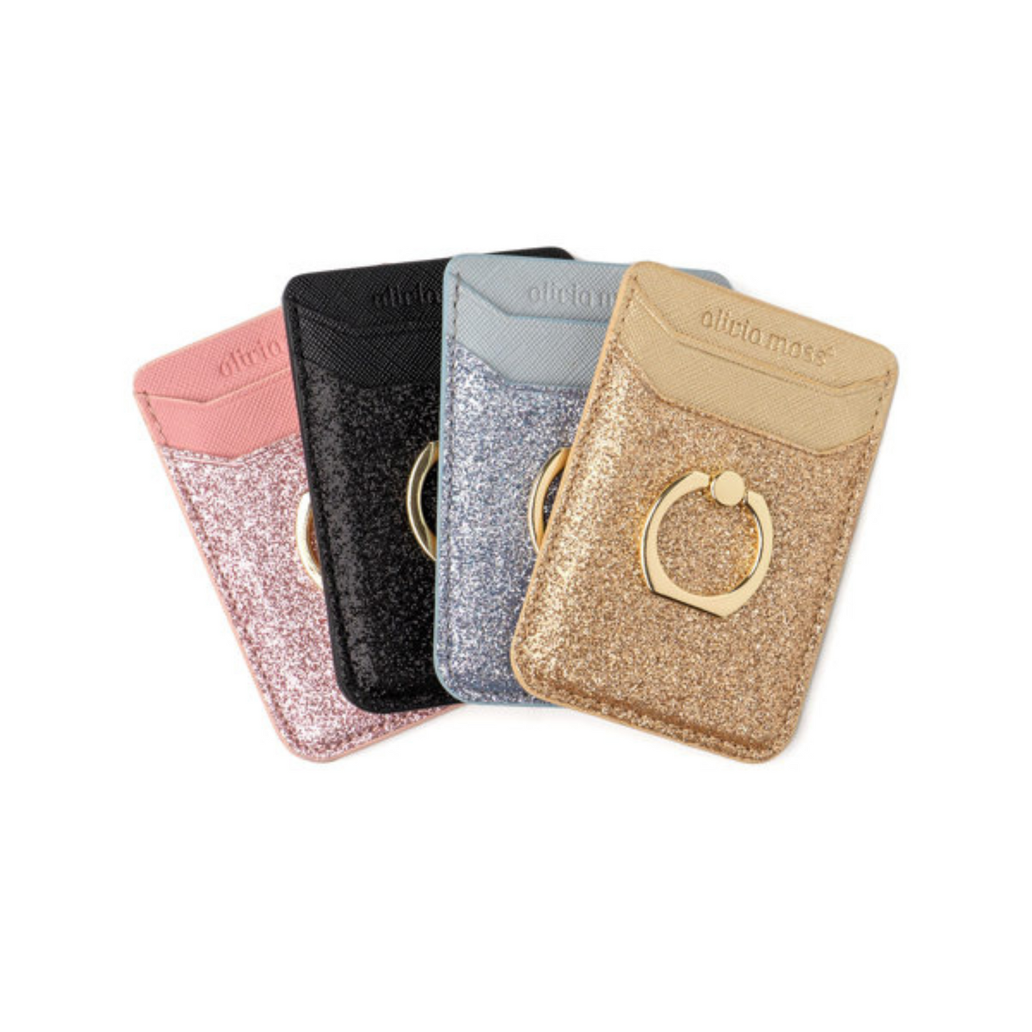 glitter bomb card cling from Olivia Moss. Available in gold, silver, black, and pink