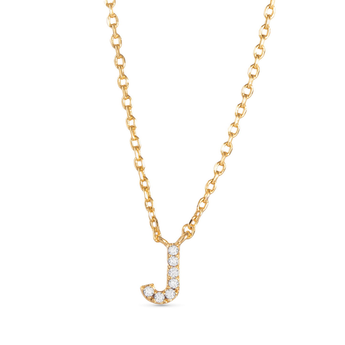 Gold CZ initial necklace (J)