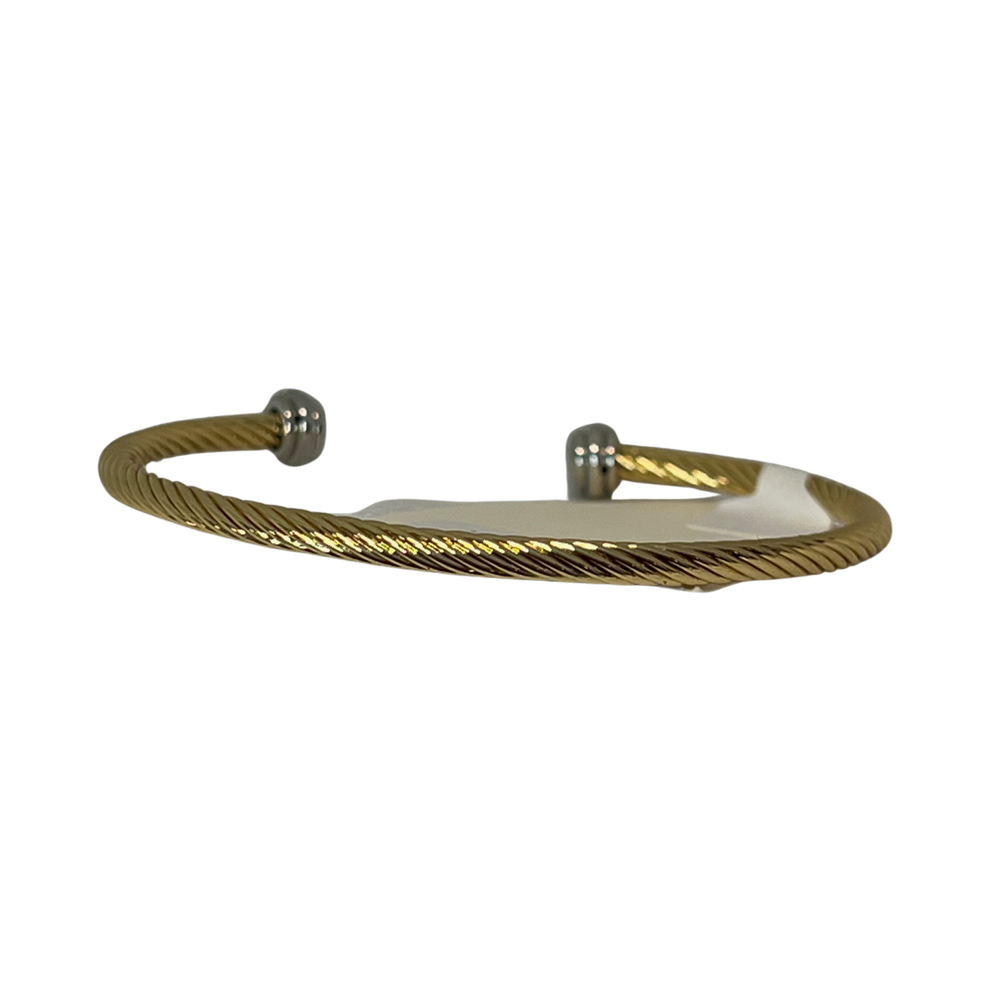 Twisted bangle with stone accents in gold