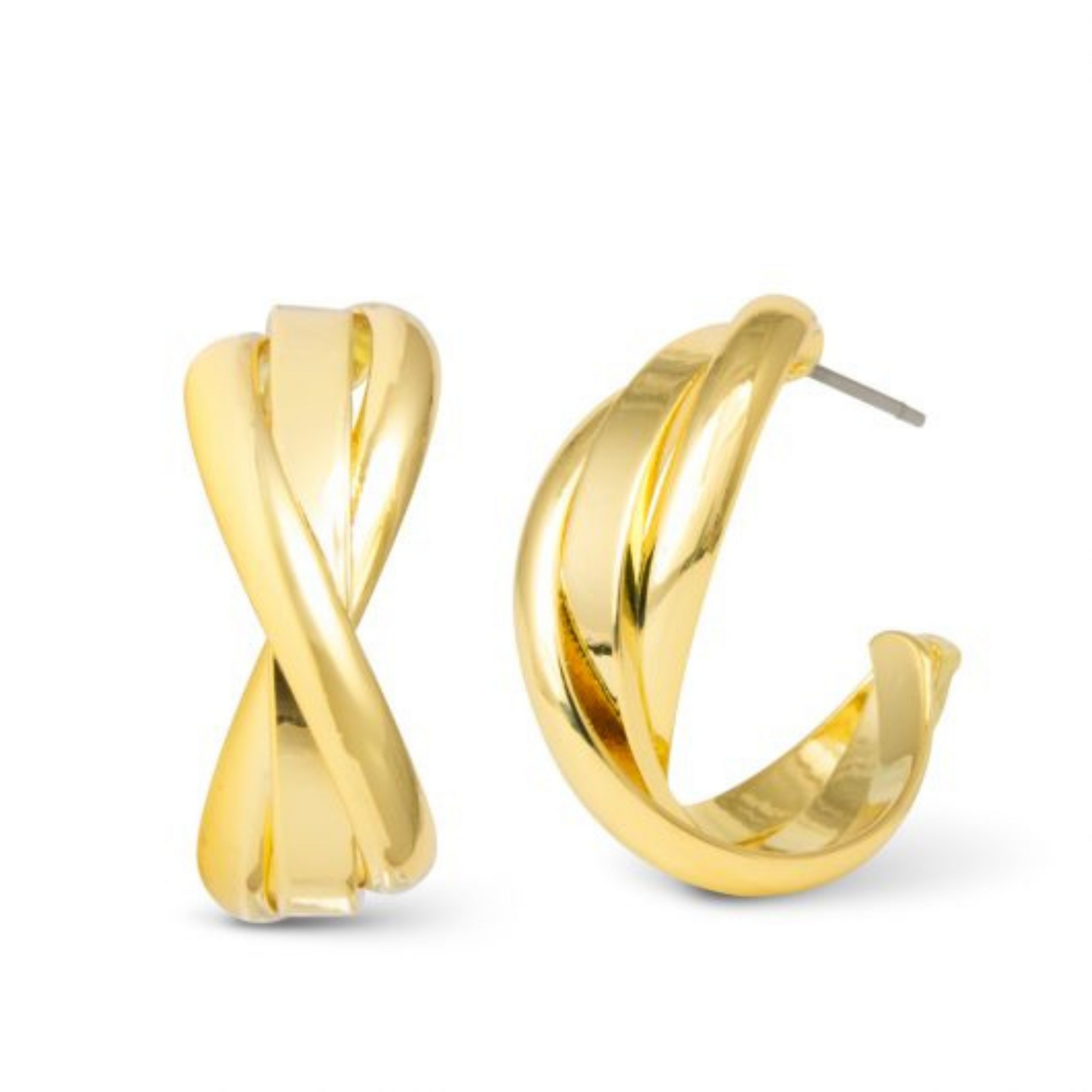 Expertly crafted by Amanda Blu, these Grace Twist Huggie Hoops showcase a unique twisted design in elegant gold. Elevate any outfit with these sophisticated hoop earrings, perfect for any occasion. Experience the beautiful combination of style and quality with these luxurious hoops.