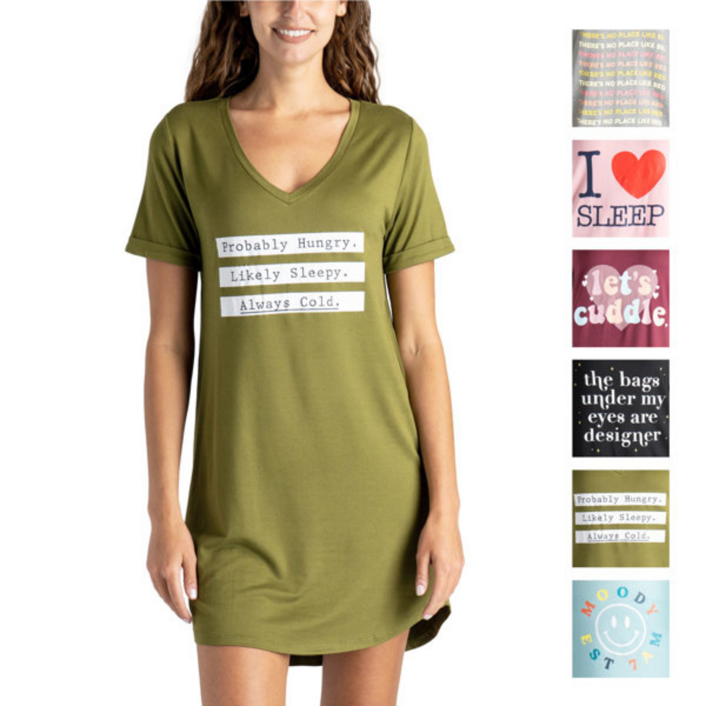 Graphic sleep shirts by Hello Mello. Available in a variety of styles