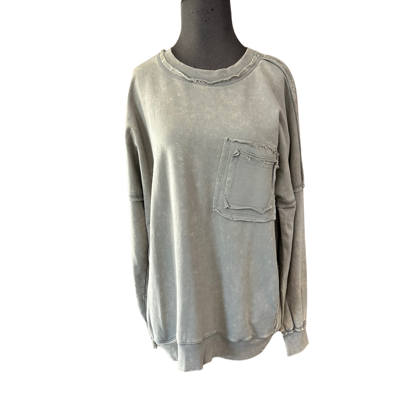 Elevate your casual wardrobe with this Zenana patchwork sweatshirt, featuring a sophisticated grey square patchwork design that adds visual interest to an everyday essential. The long sleeves provide comfortable coverage, while the thoughtful patchwork construction creates dimension and texture. Perfect for layering or wearing solo, this sweatshirt combines contemporary style with relaxed comfort. A versatile piece that transitions seamlessly from weekend errands to casual office settings.