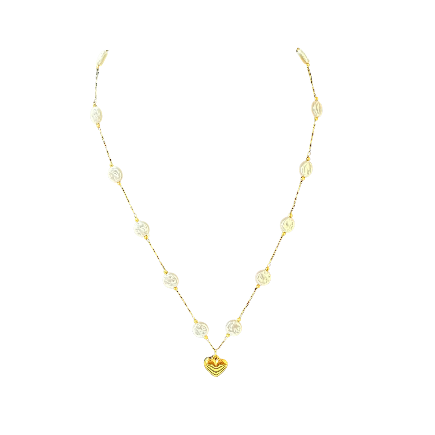 Elegant heart pendant necklace featuring a lustrous mother of pearl accent set in gold. This short necklace combines timeless sophistication with delicate craftsmanship, perfect for everyday wear or special occasions. The iridescent mother of pearl catches the light beautifully, while the gold setting adds warmth and luxury. A versatile piece that complements any style.