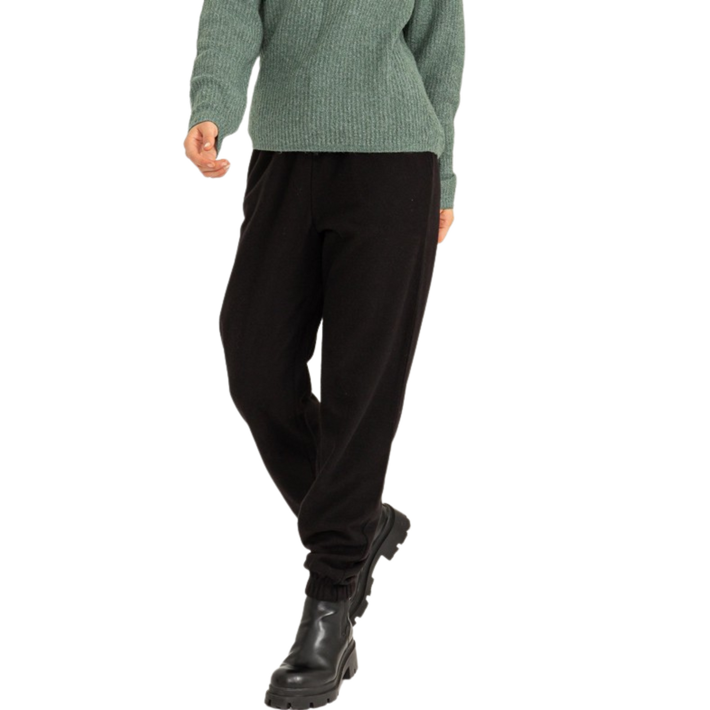 High waisted joggers in black