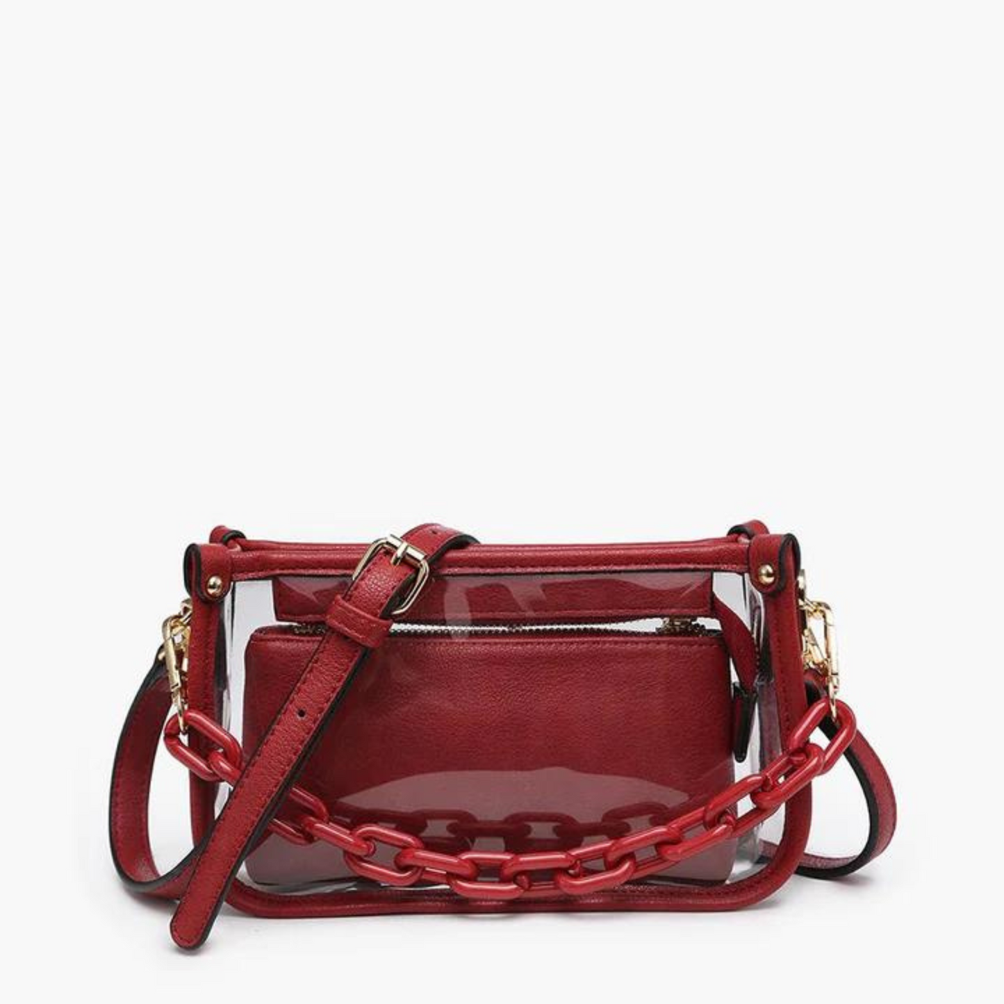 Jessica clear crossbody purse in wine