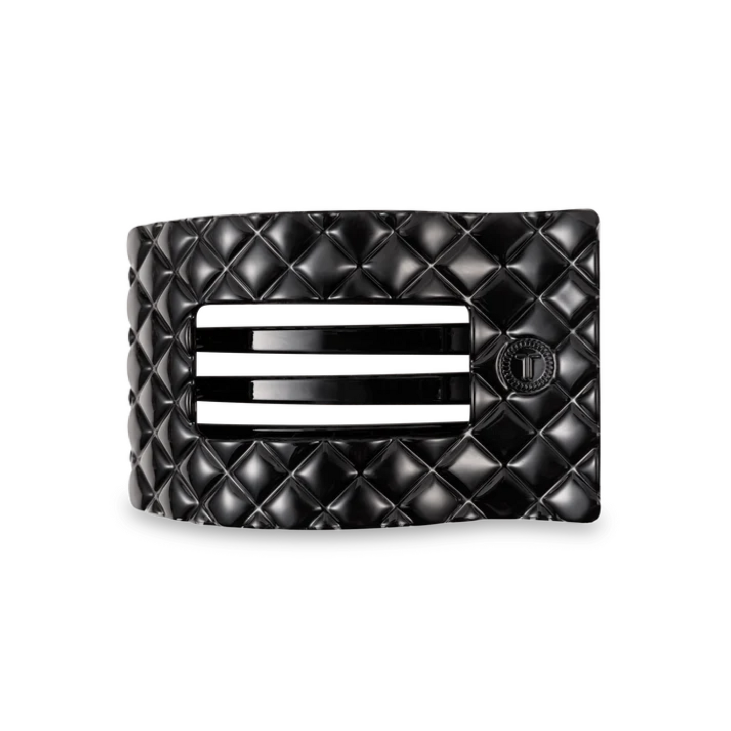 Medium Quilted Rectangle hair clip in jet black