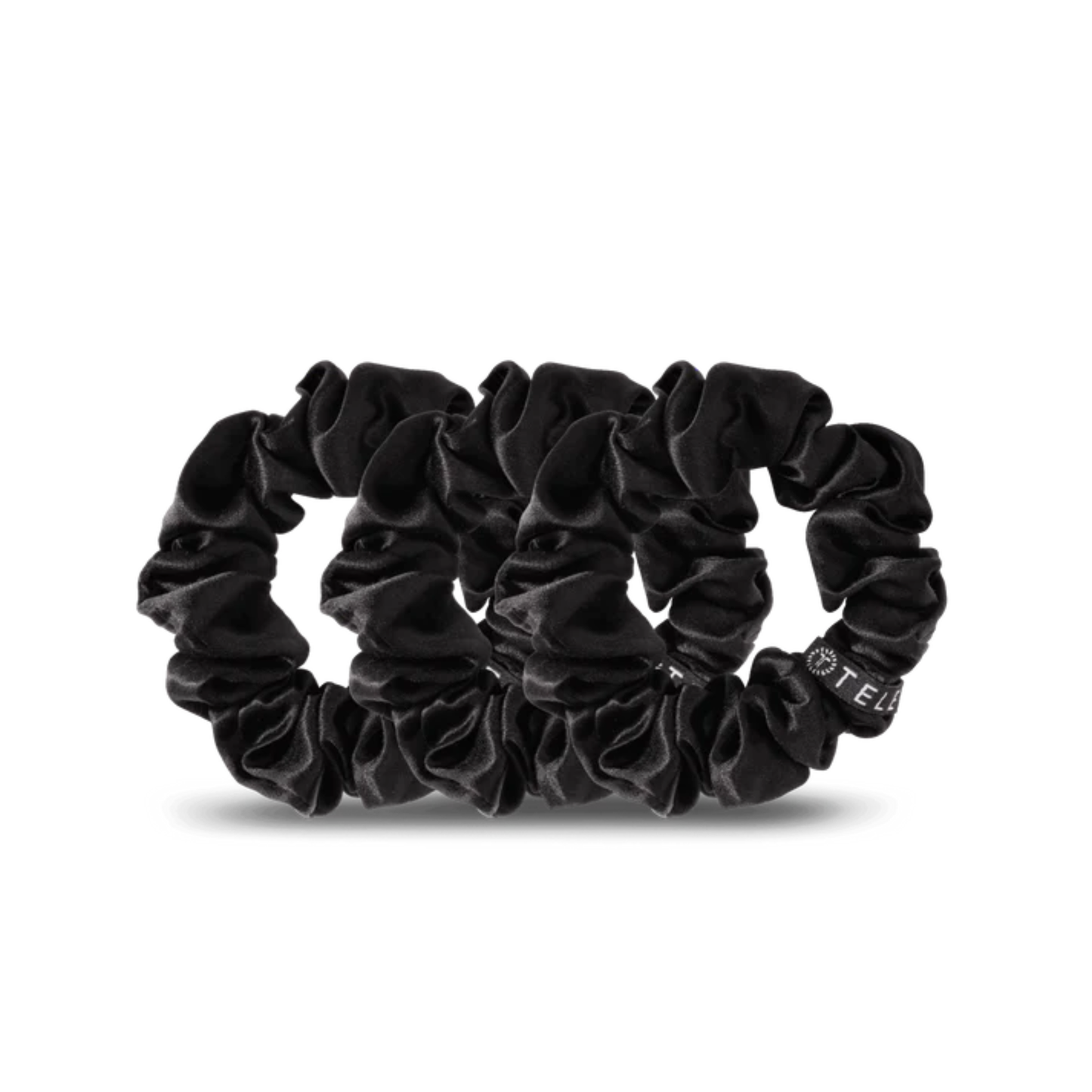 Small Silk Scrunchies in Jet Black