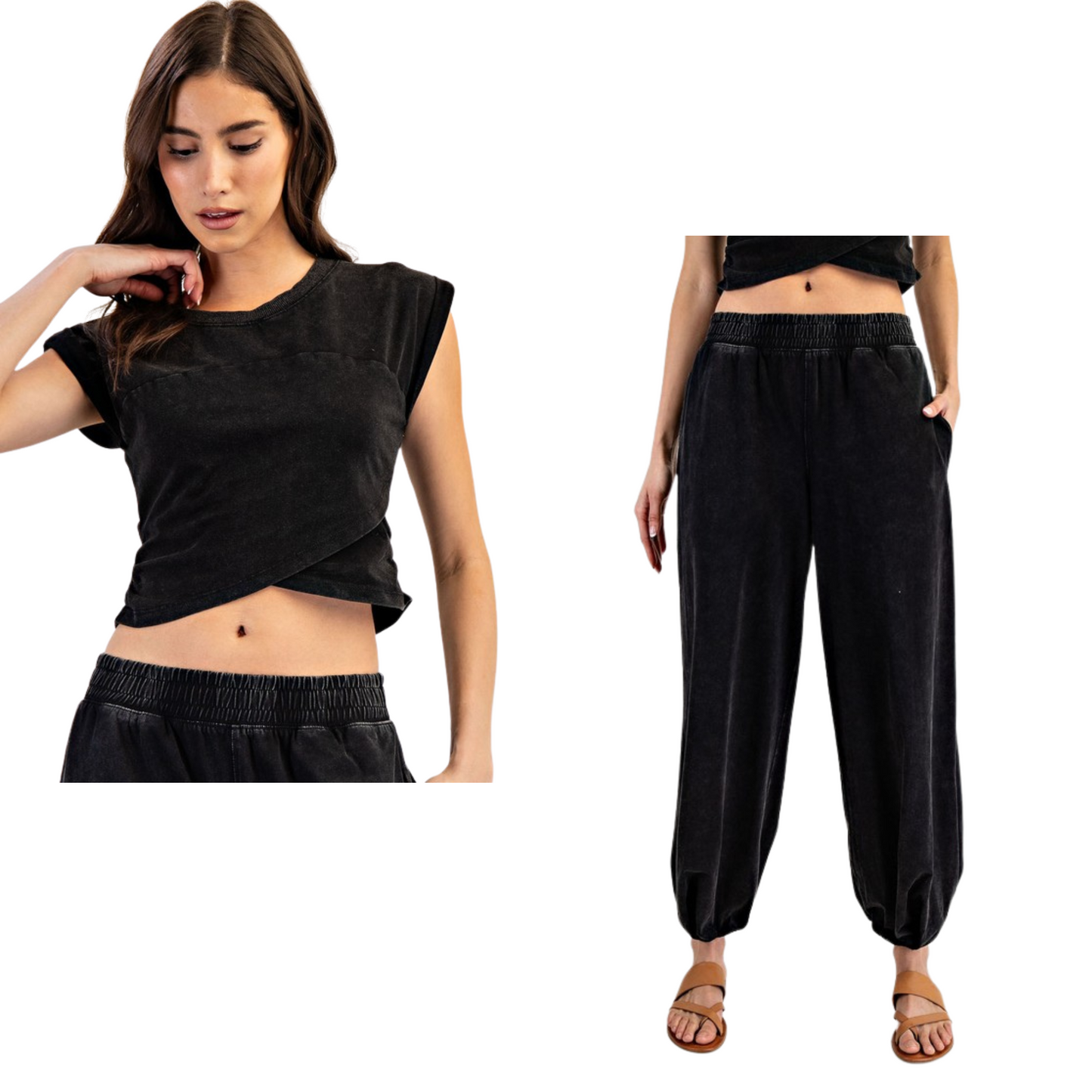 Solid Jogger Sweatpants and Top Set