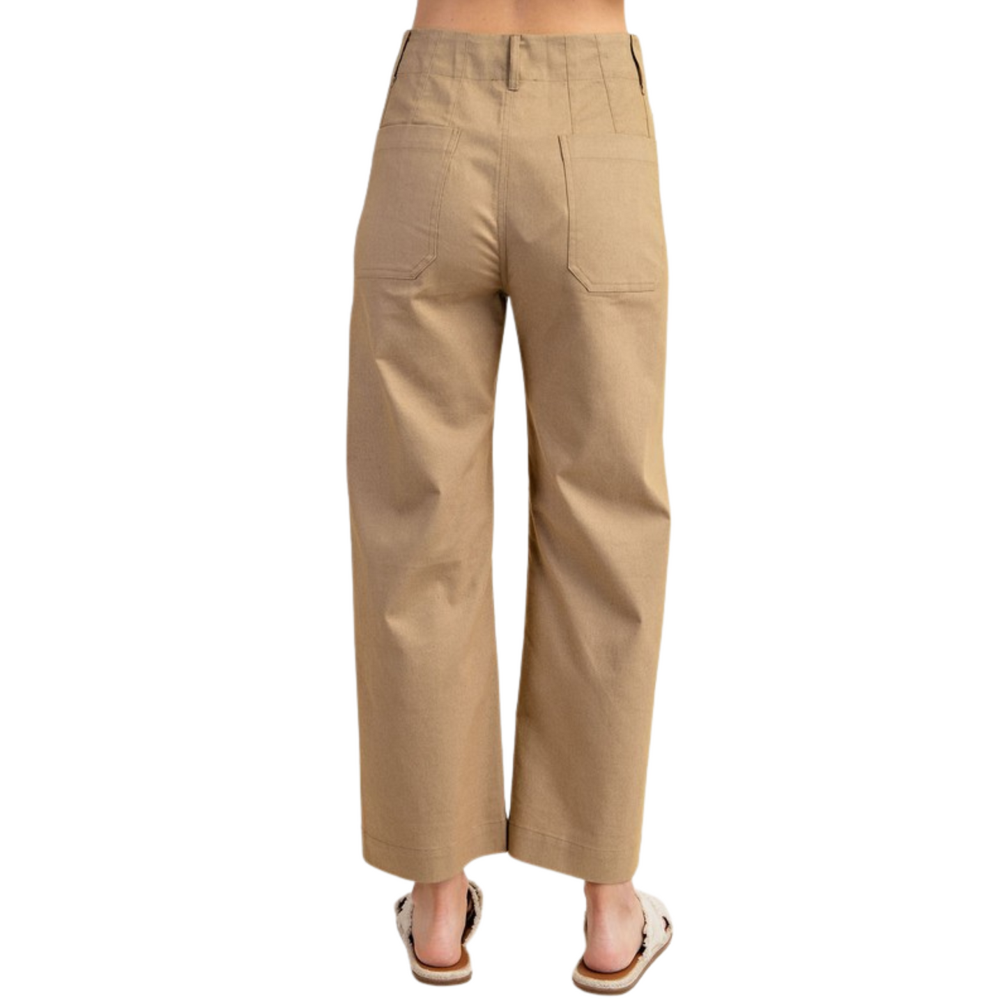 These khaki ankle cropped pants from GiGio offer a perfect blend of style and comfort. Crafted from a stretchy denim-like fabric, they provide ease of movement while maintaining a polished look. Ideal for summer wear, their cropped length keeps you cool and adds a modern edge to your wardrobe. Durable and versatile, these pants are a smart choice for both casual and refined outfits.