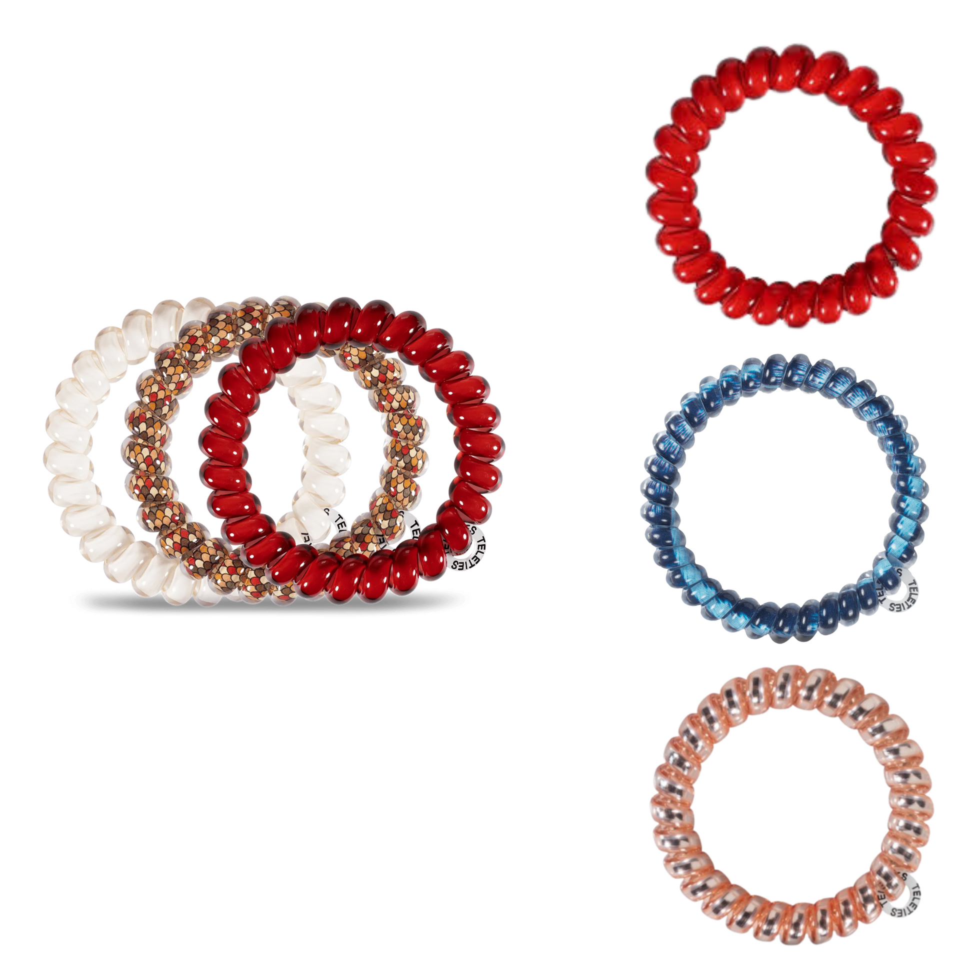Hold your hair and enhance your style with TELETIES. The strong grip, no rip hair tie that doubles as a bracelet. Strong, pretty and stylish, TELETIES are designed to withstand everyday demands while taking your look to the next level. Sold in packs of three.