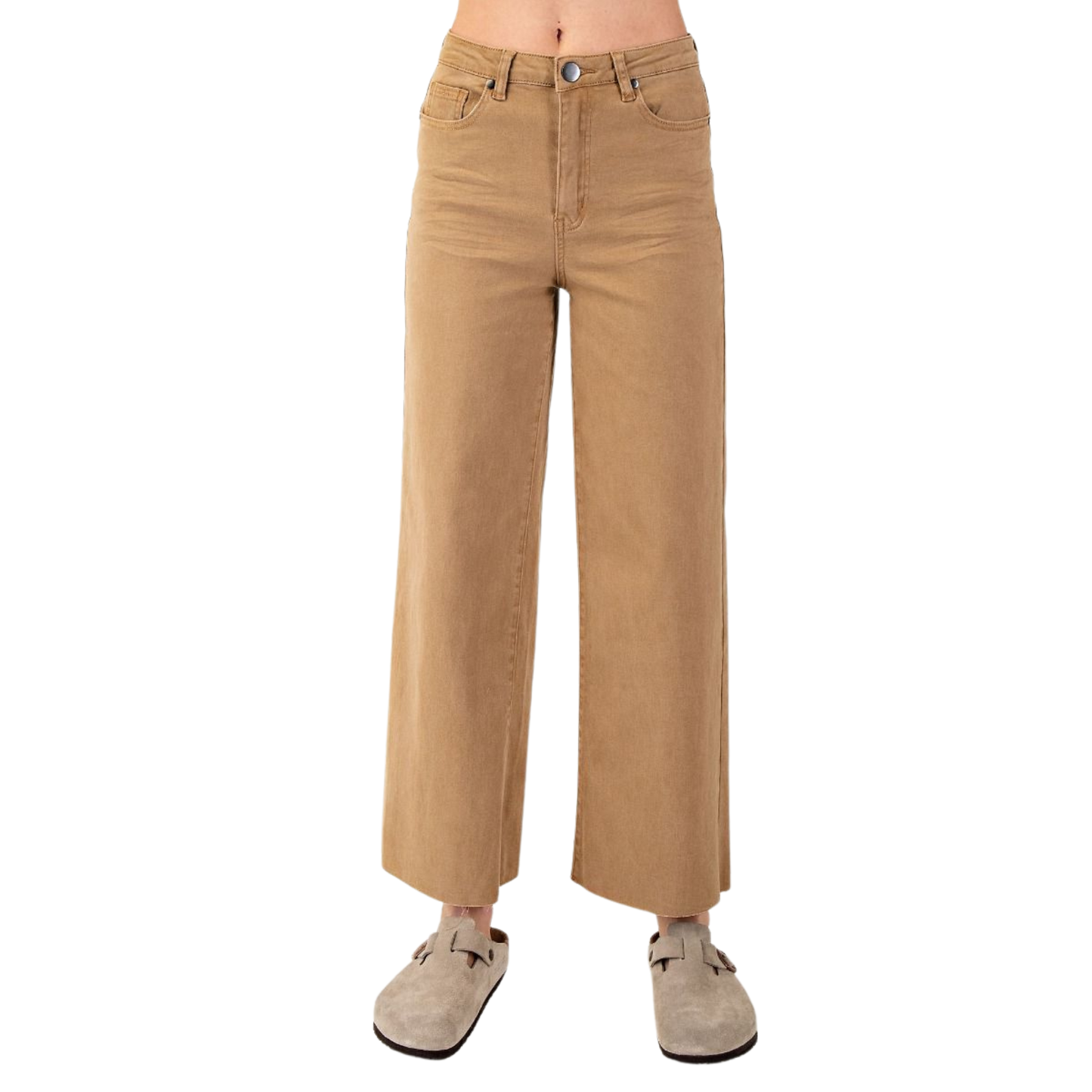 These Soft Stretch Twill Pants in a latte color combine comfort and style with a relaxed, loose fit and wide legs. Designed with practical features like belt loops, front and back pockets, as well as side pockets, they offer convenience for everyday wear. The lightweight fabric and raw cut bottom enhance breathability and a modern look. Finished with a secure zip fly and button closure, these Easel brand pants provide both ease and durability for versatile use.