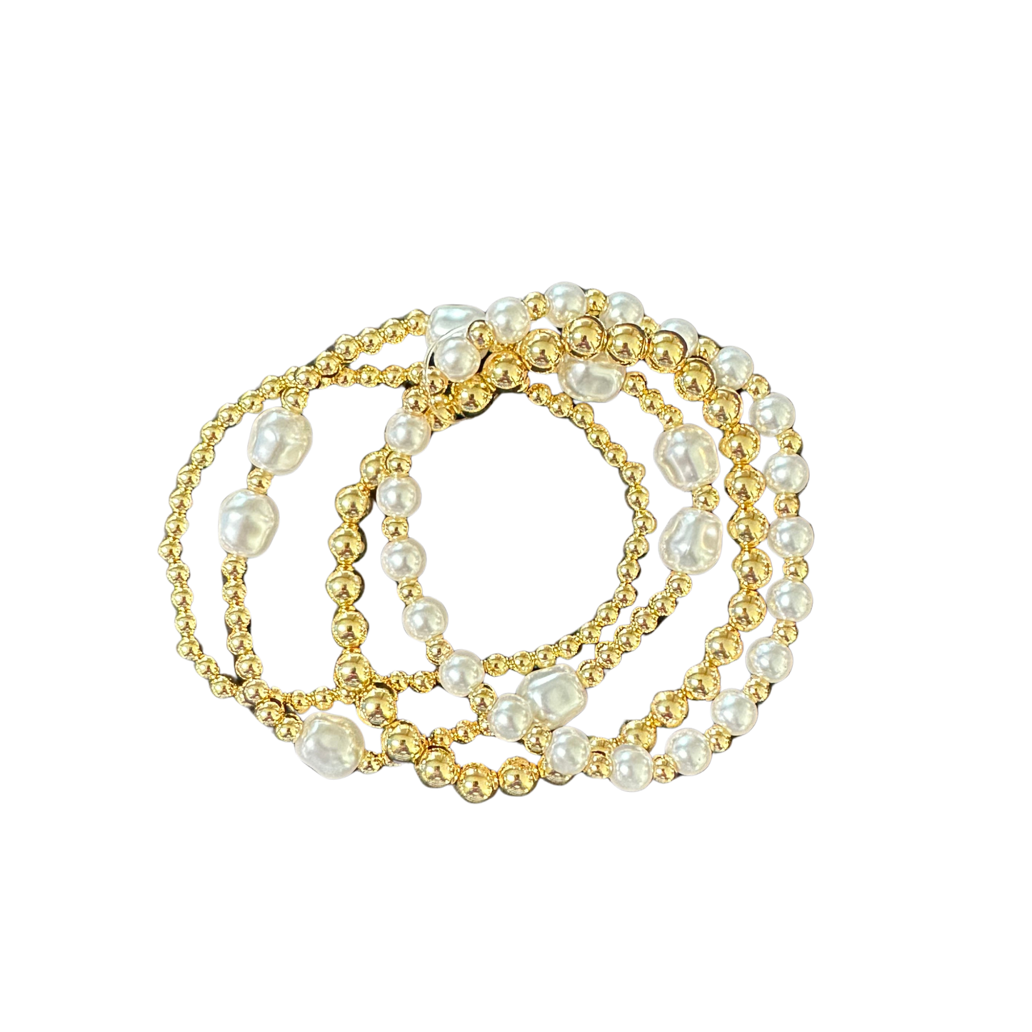 Elevate your wrist game with our stunning Layered Bracelets collection. Each piece features luxurious gold accents paired with lustrous pearl details, creating an elegant and sophisticated look. Crafted from stretchy materials for a comfortable, adjustable fit that works for any wrist size. Mix and match these versatile bracelets to create your own unique stacked style. Perfect for everyday wear or special occasions, these pieces add a touch of timeless glamour to any outfit.